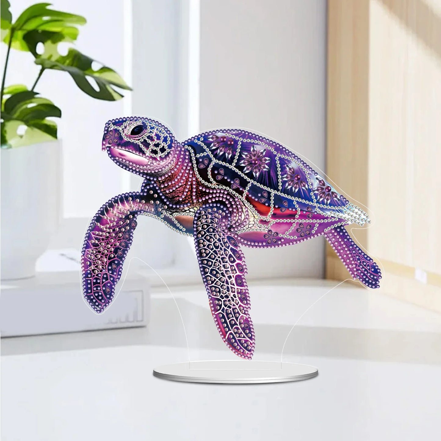 5D DIY Diamond Art Tabletop Decorations Acrylic Special Shape Sea Turtle Animals Diamond Painting Desktop Decorations for Home