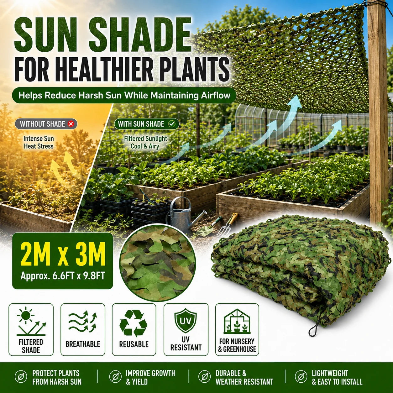Durable Camouflage Netting For Hunting Sunshade And Outdoor Privacy Screen