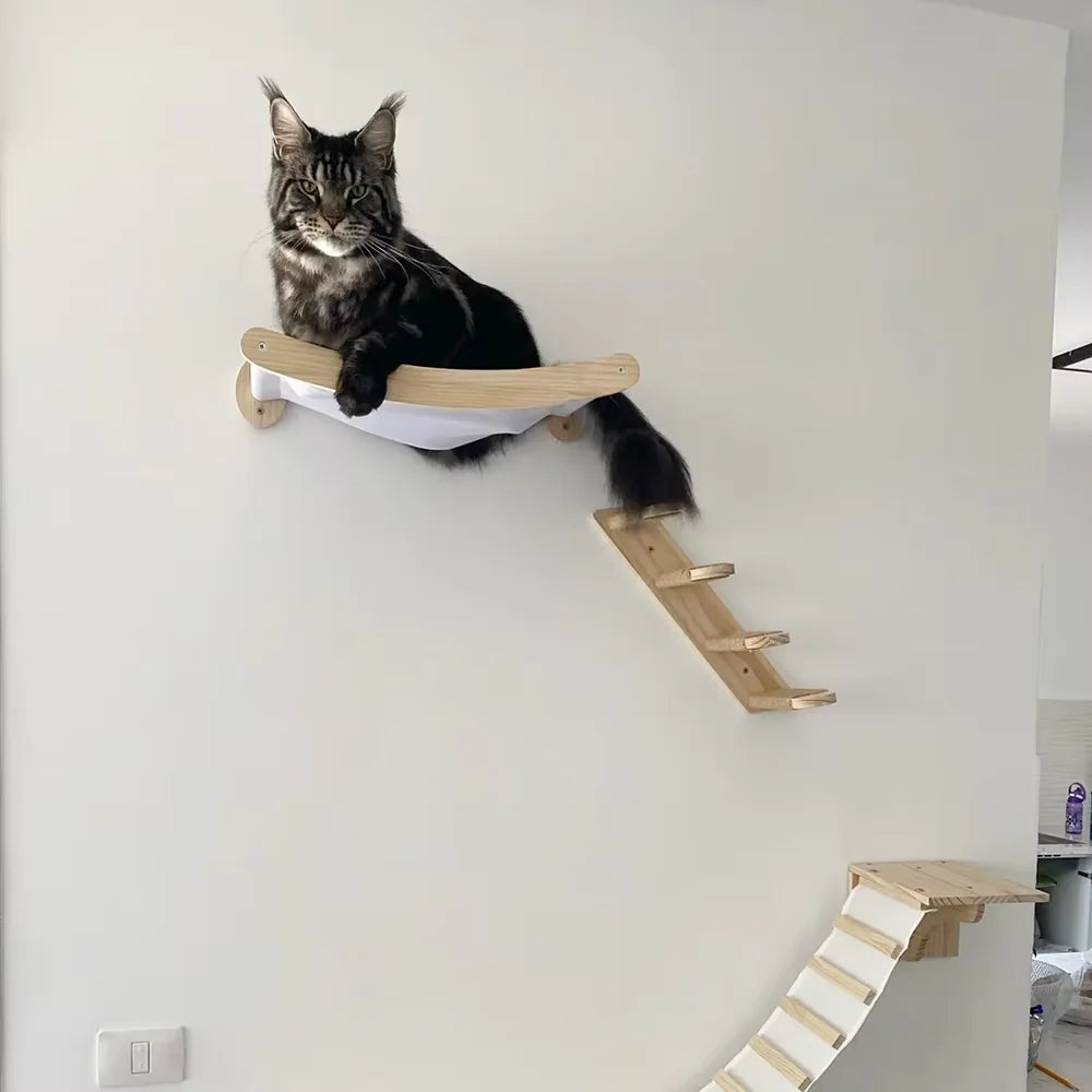 CWV Cat Wall Mounted Hammock And Stairway Climbing Shelf
