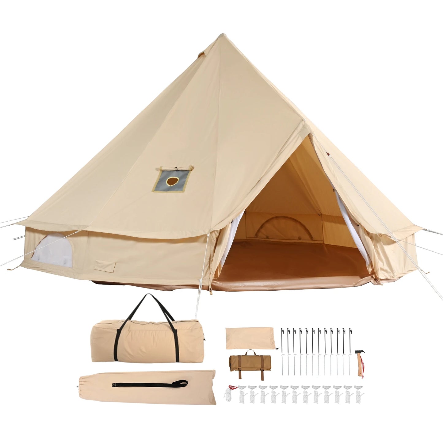 SucceBuy Canvas Bell Tent For Camping Up To 8 People