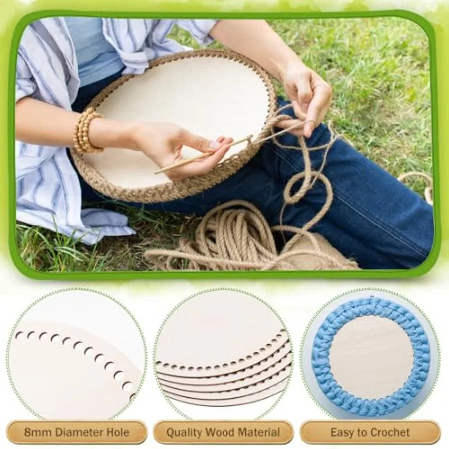 Wooden Basket Bottoms for Crochet Round Baskets Natural Wood Base