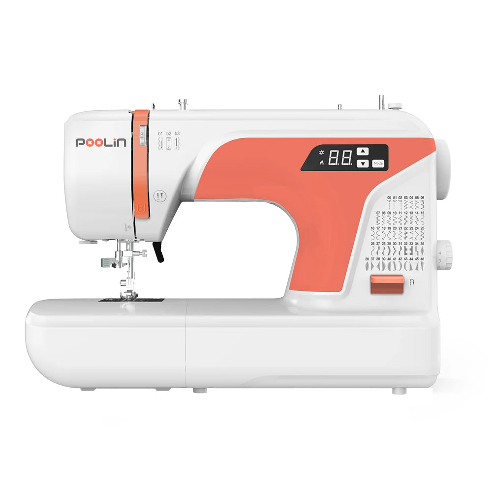 POOLIN EOC01-RE Computerized Sewing Machine, Home Use with 2 Sewing Modes, 107 Stitches & 8 Presser Feet