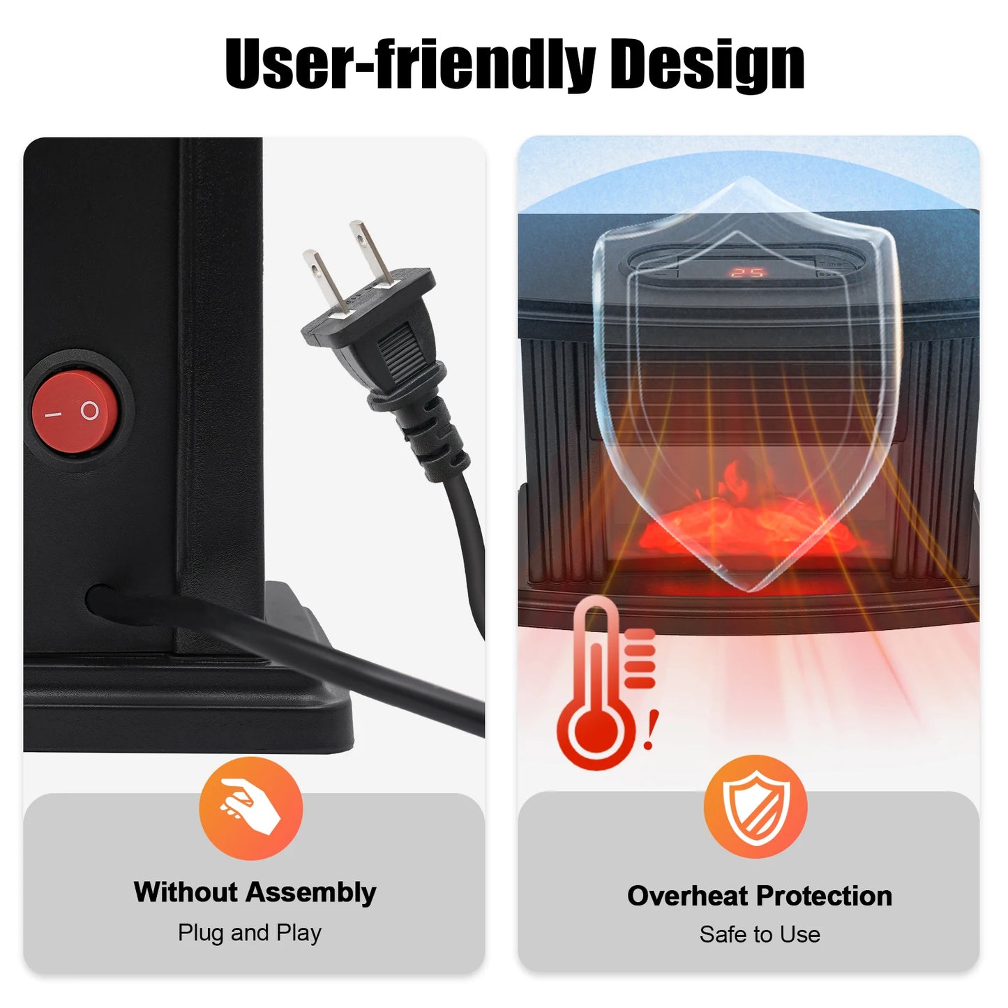 Sweetmile 1000W Electric Heater Fan For Small Rooms