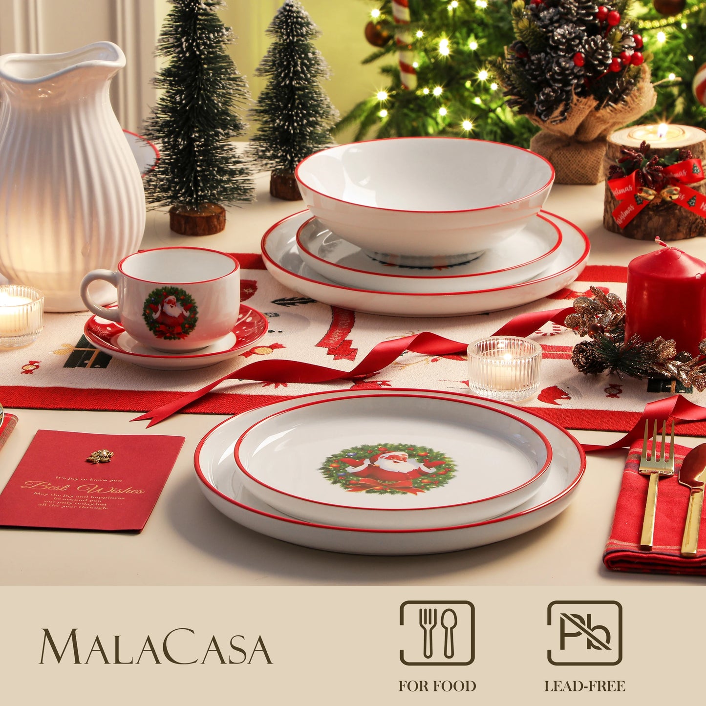 Malacasa Christmas Tree Ceramic Dinnerware Tableware Set