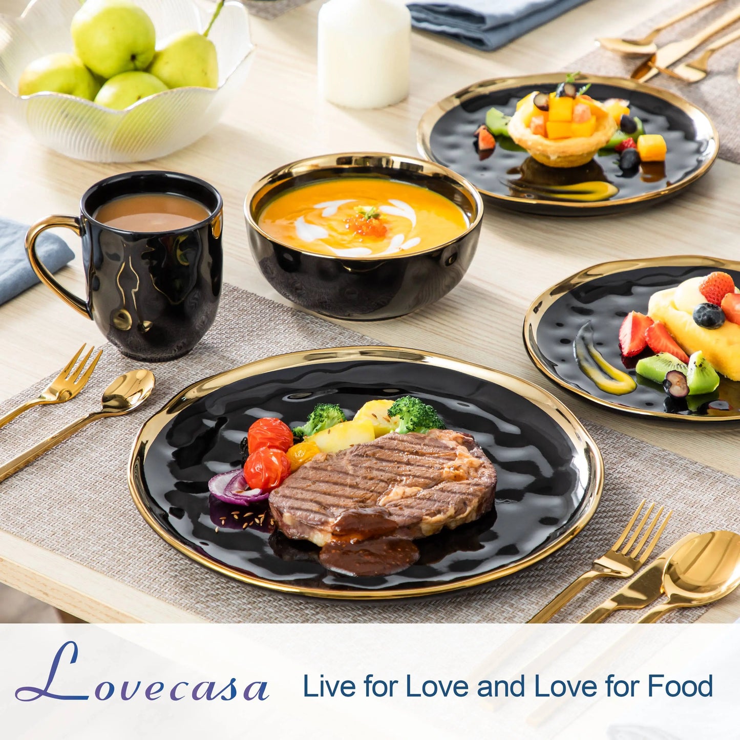 Malacasa Elegant Ceramic Dinnerware Set With Bowls And Plates