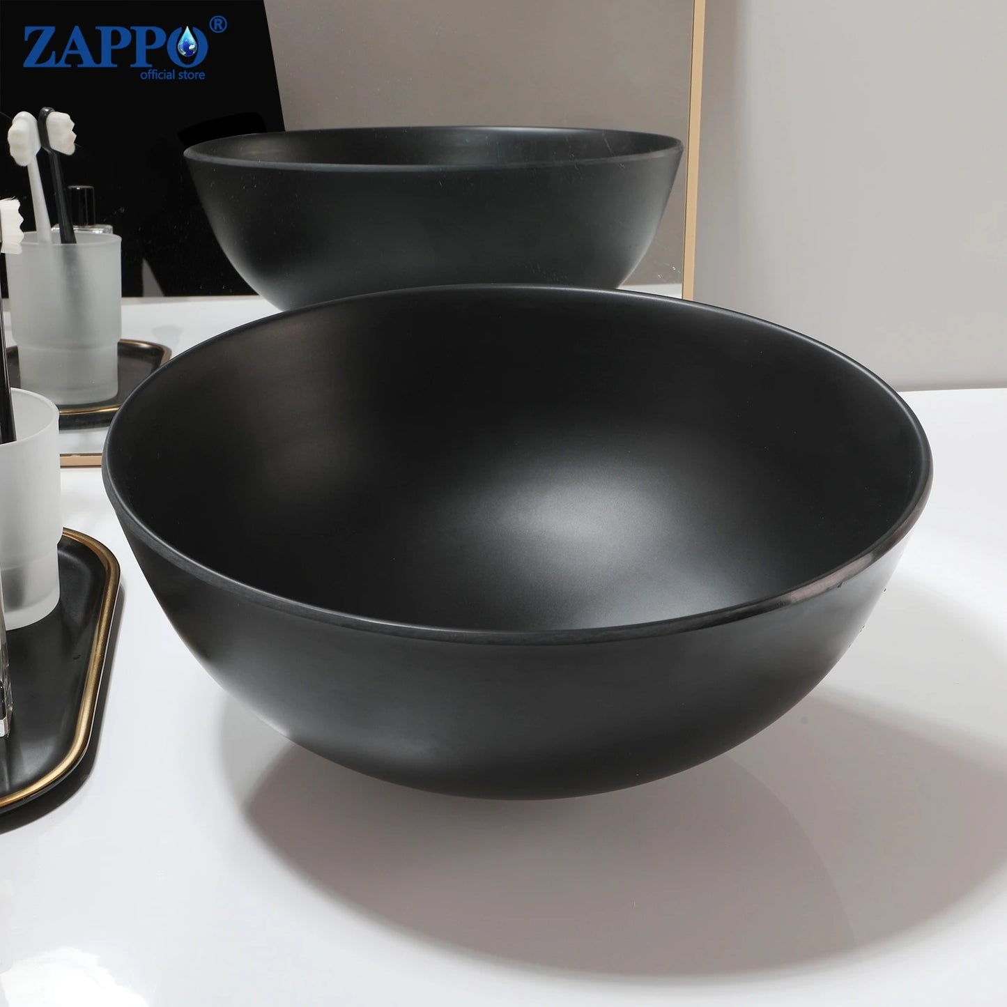 Mekkala Stone Resin Vessel Sink with Drain for Bathroom