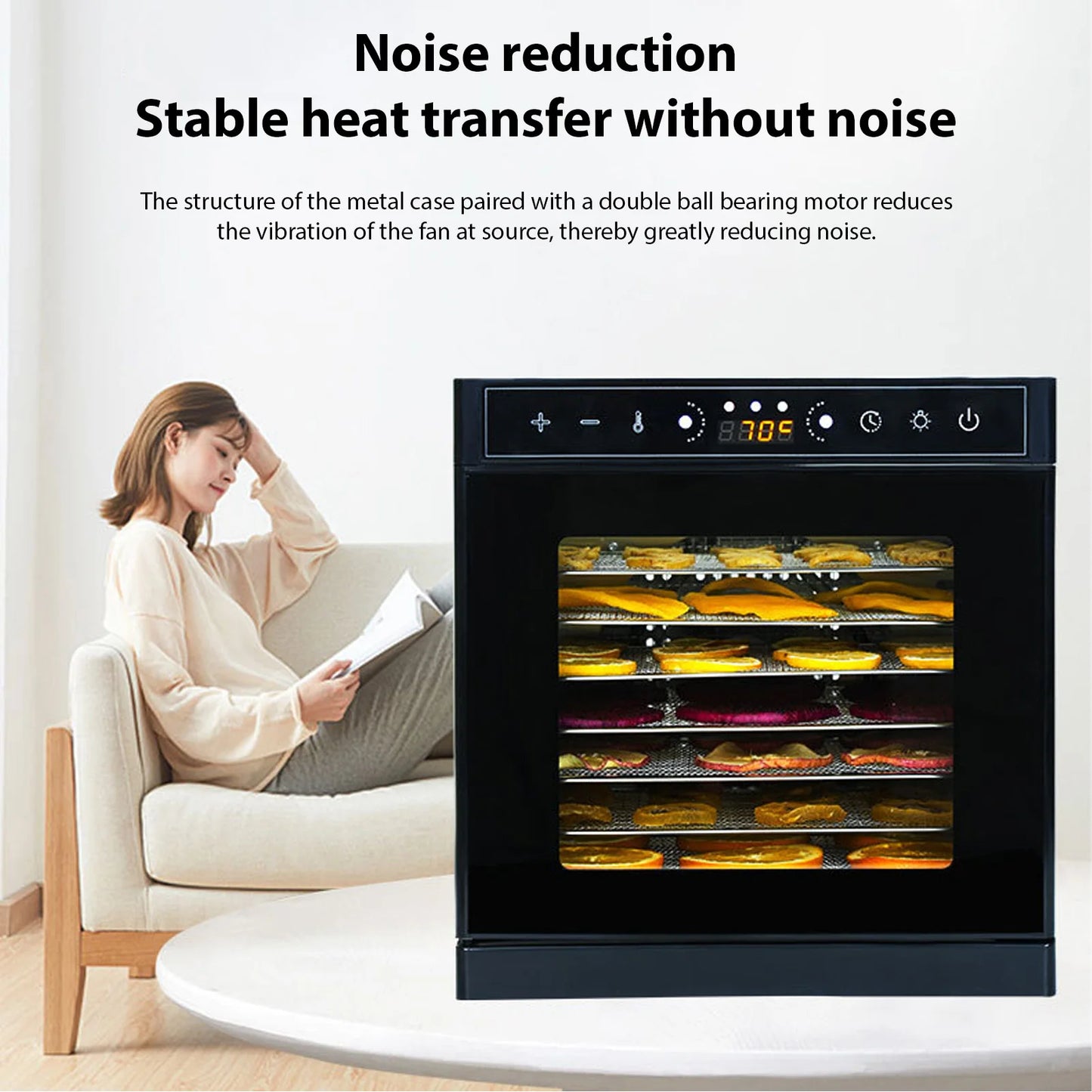 Stainless Steel Food Dehydrator With 8 Trays And LED Timer