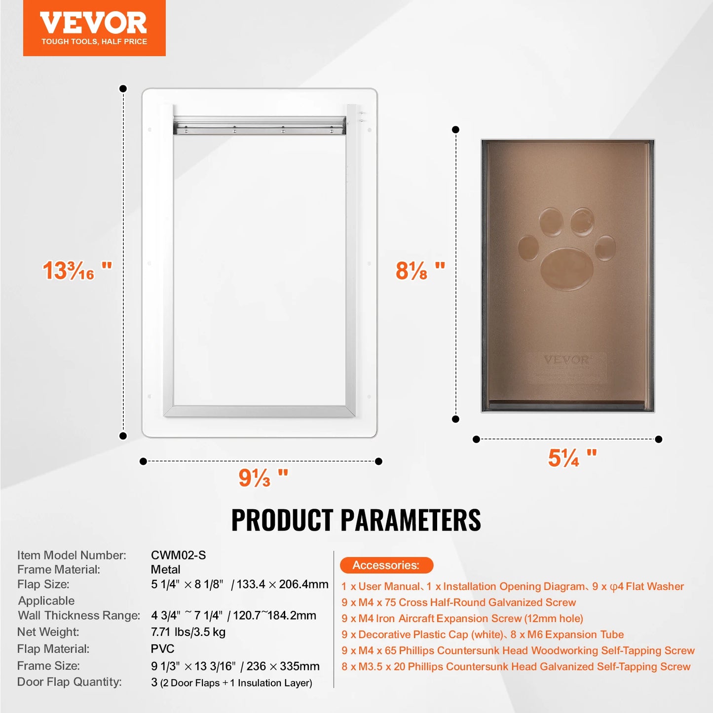 SucceBuy Weatherproof Pet Door Metal Frame With Lock And Flaps