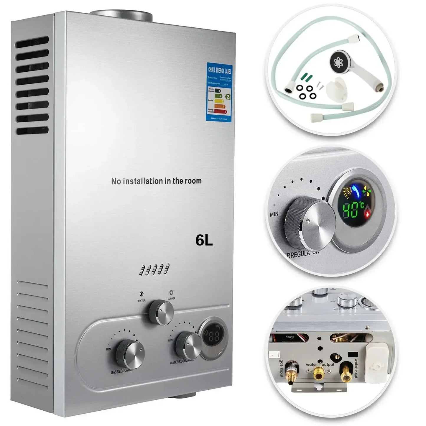 SIHAO Tankless LPG Propane Water Heater Portable Wall Mount