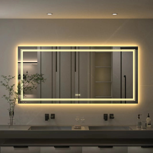 LUVODI Backlit Anti-Fog Wall Mounted Vanity Mirror With Dimmable Lighting