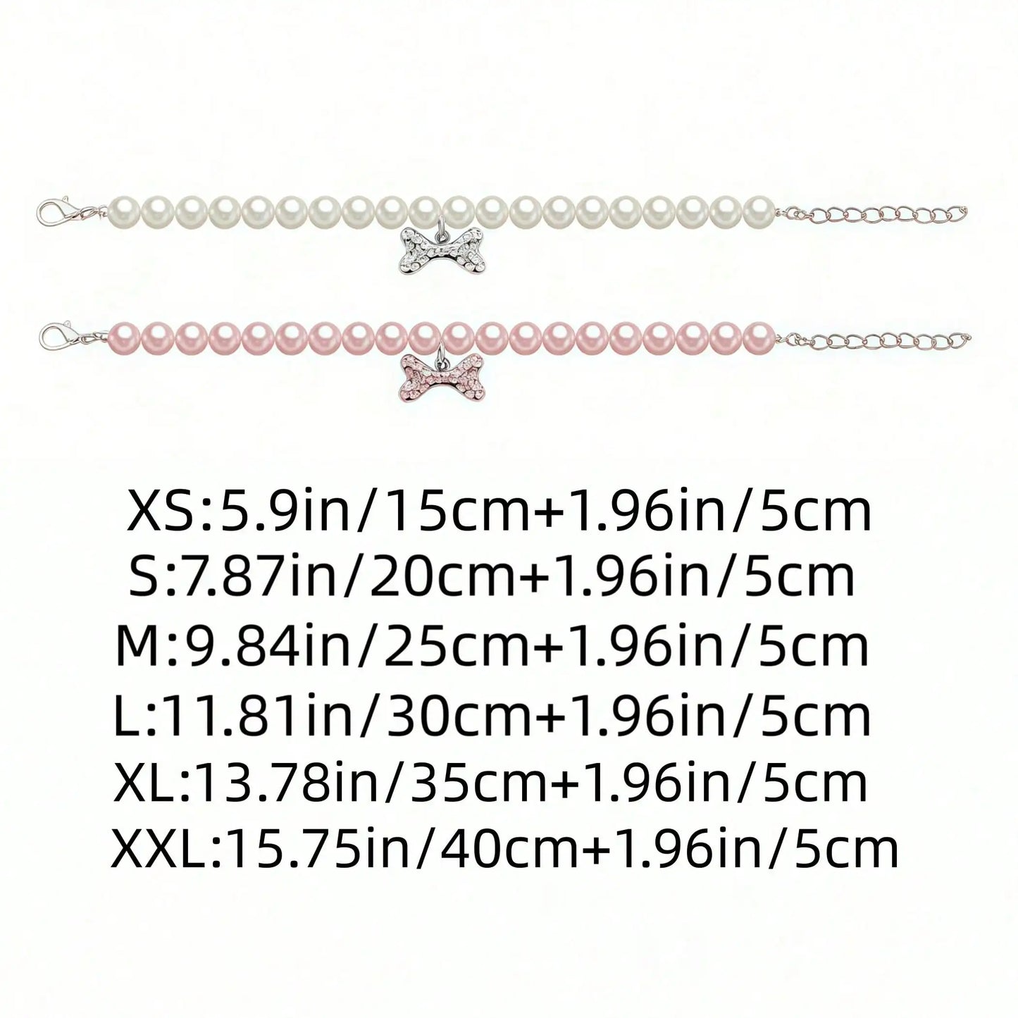 Pet Pearl Rhinestone Bone Necklace Accessory For Cats And Dogs