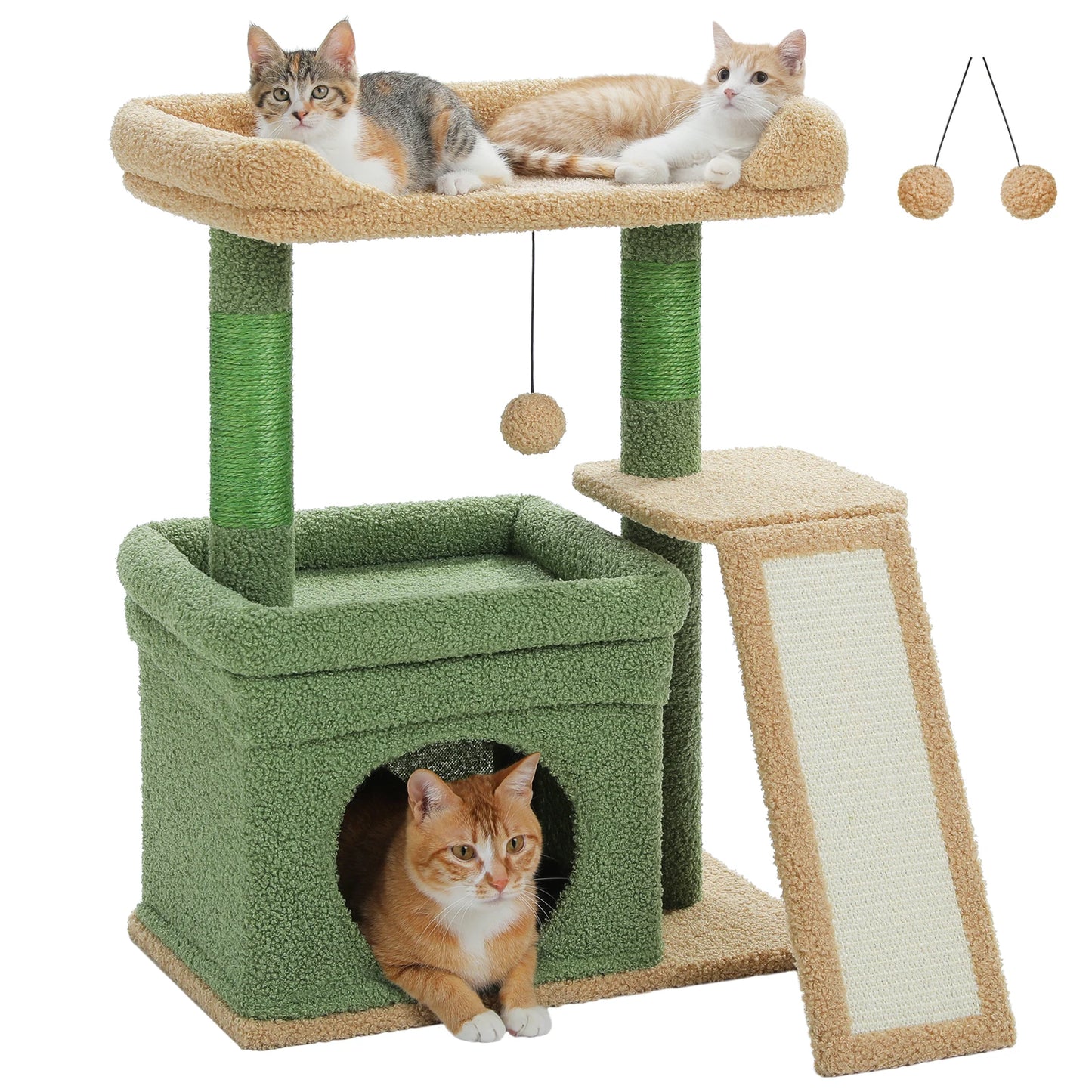 PAWZ Road Indoor Cat Tree Condo With Sisal Scratching Posts