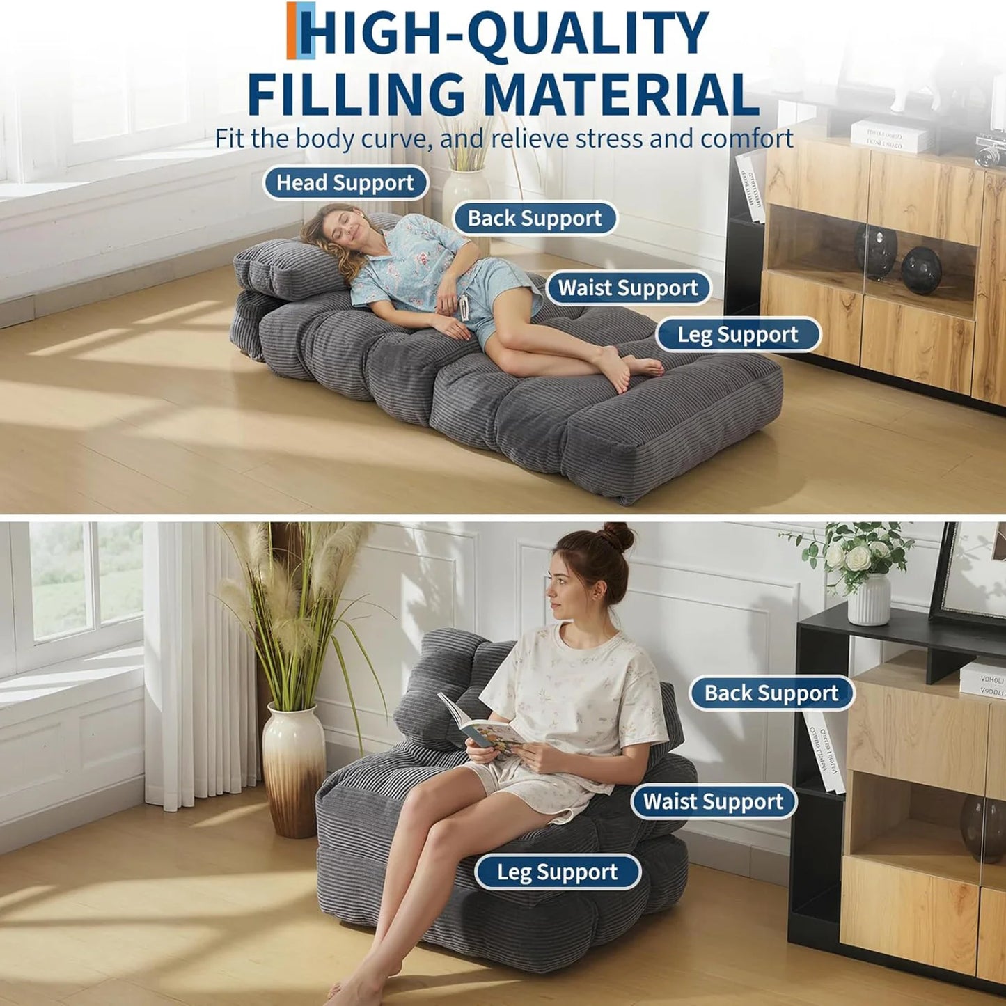 HiMISS Folding Sofa Bed Convertible Sleeper Chair with Side Pocket
