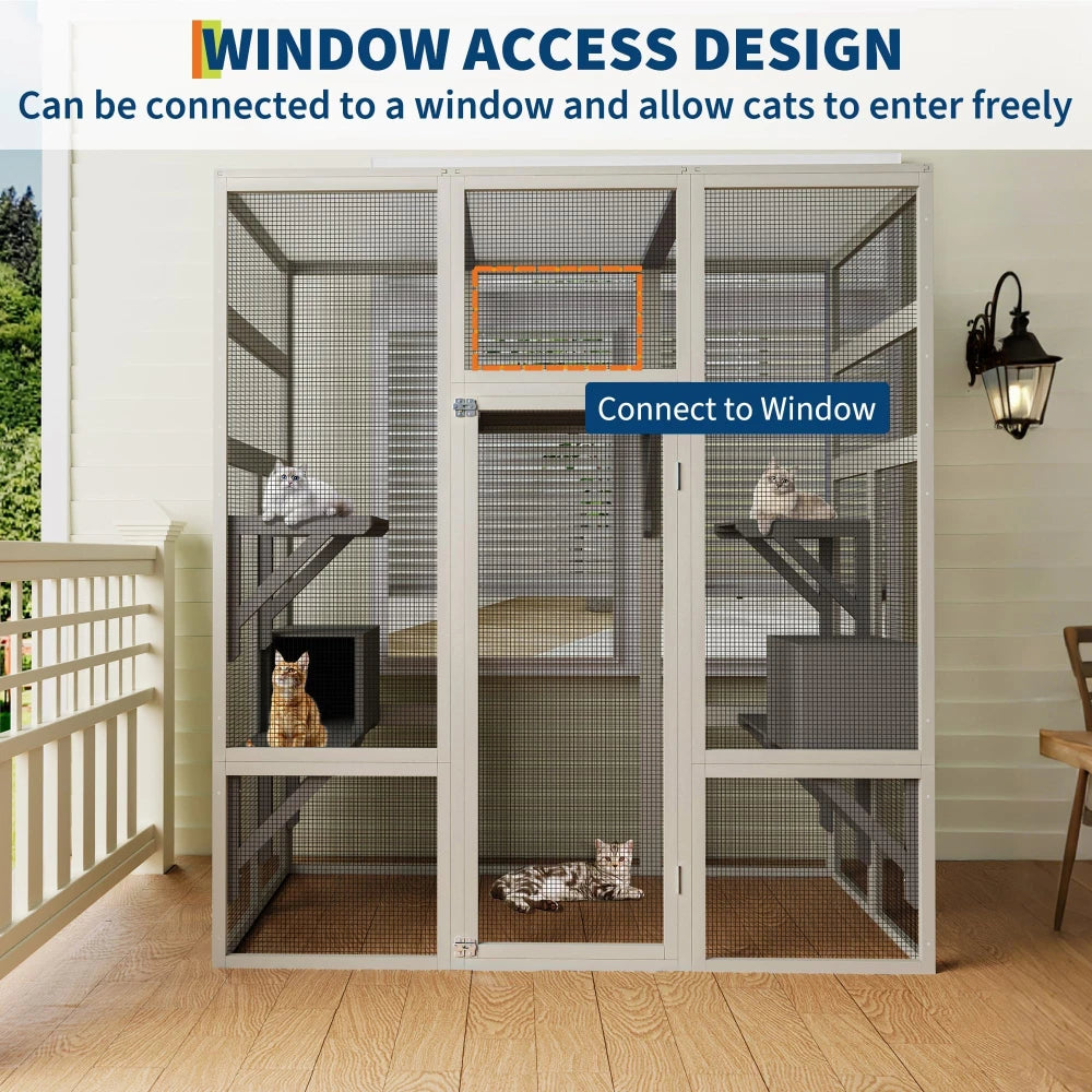 HiMISS Walk In Cat Enclosure Catio With Multi Platform Beds