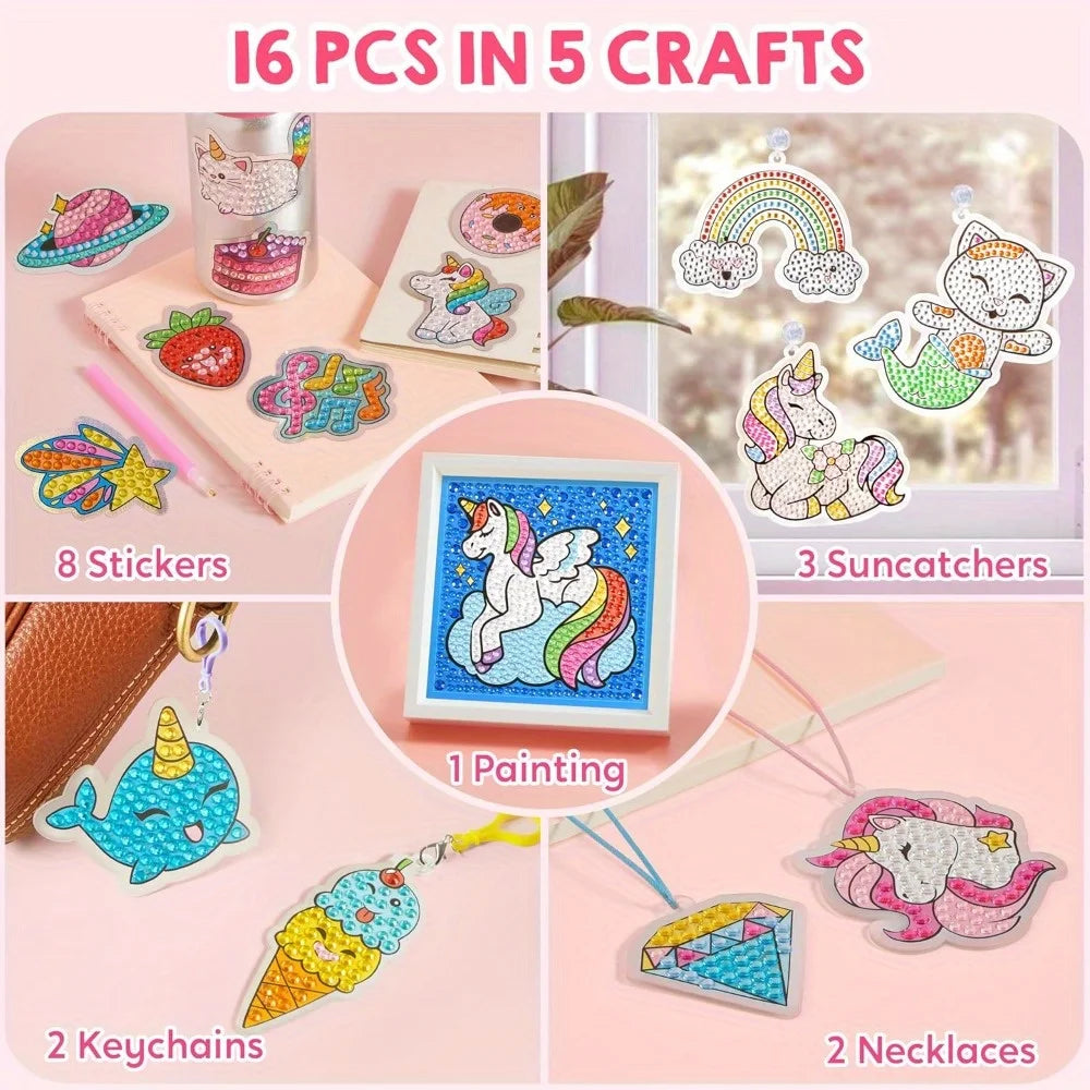 Joyfy 16 Projects Gem Painting Kit With 5D Gems For Girls 6-12