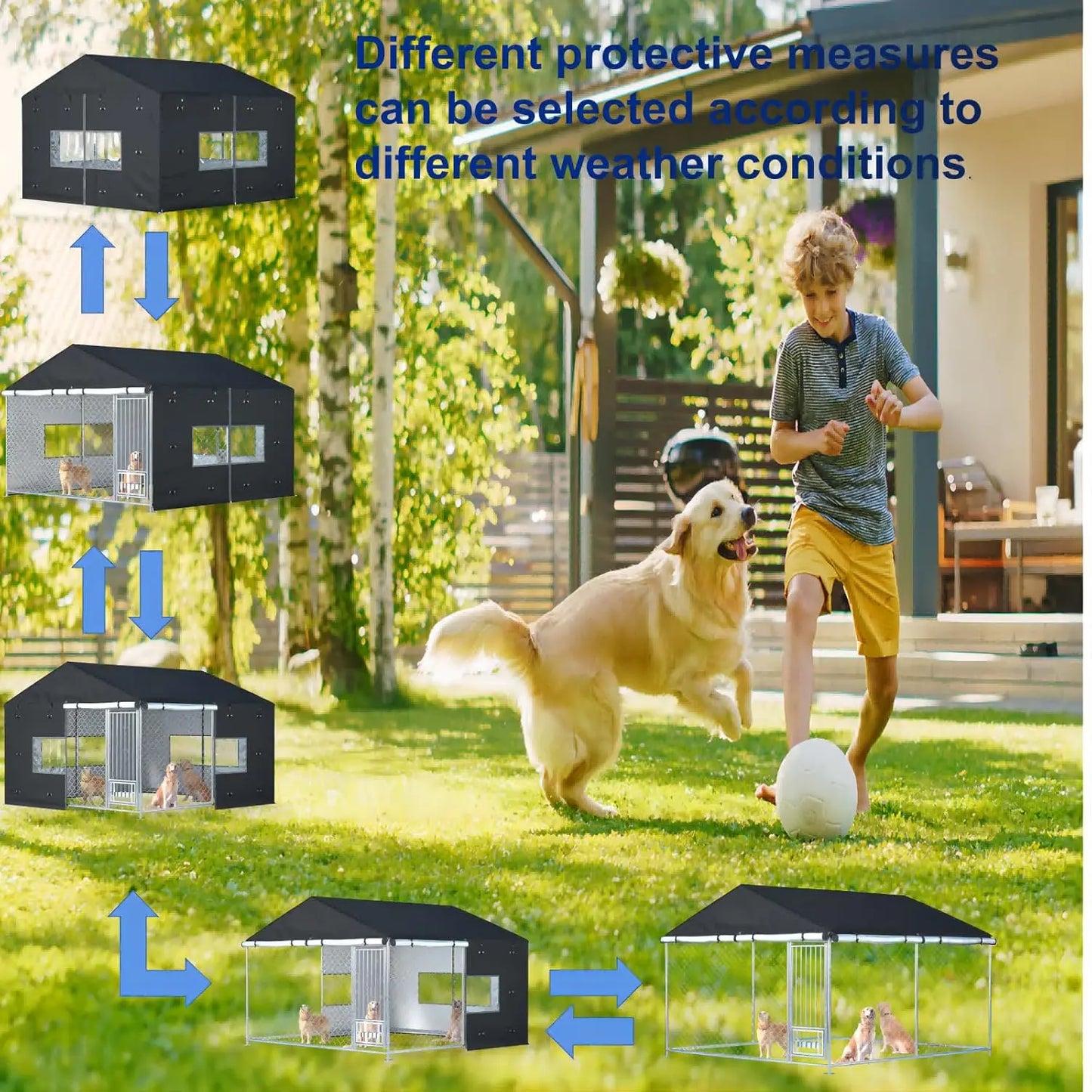 Waterproof Outdoor Dog Kennel Cover Heavy Duty 600D Oxford Fabric