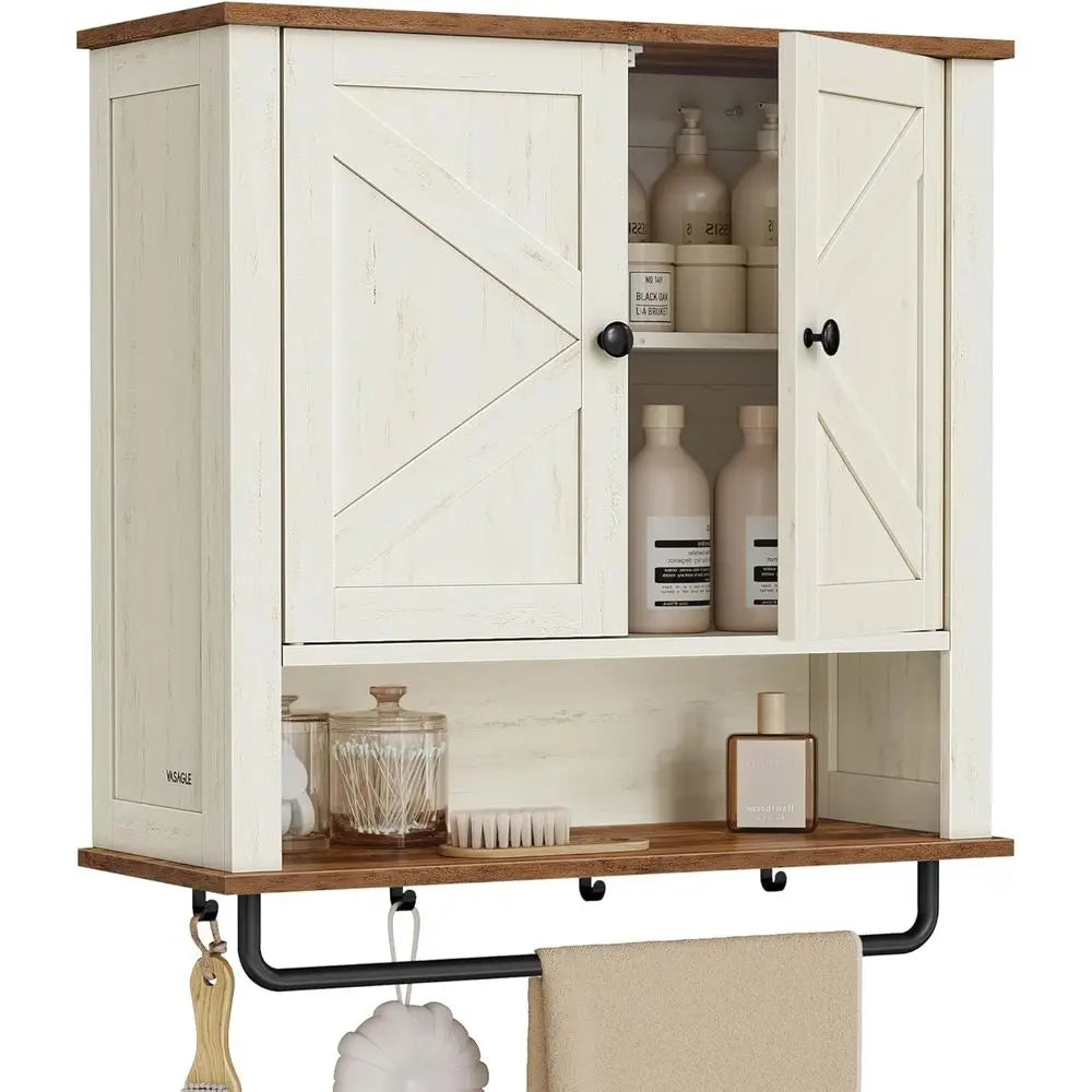 Bathroom Wall Cabinet With Barn Doors And Adjustable Shelves