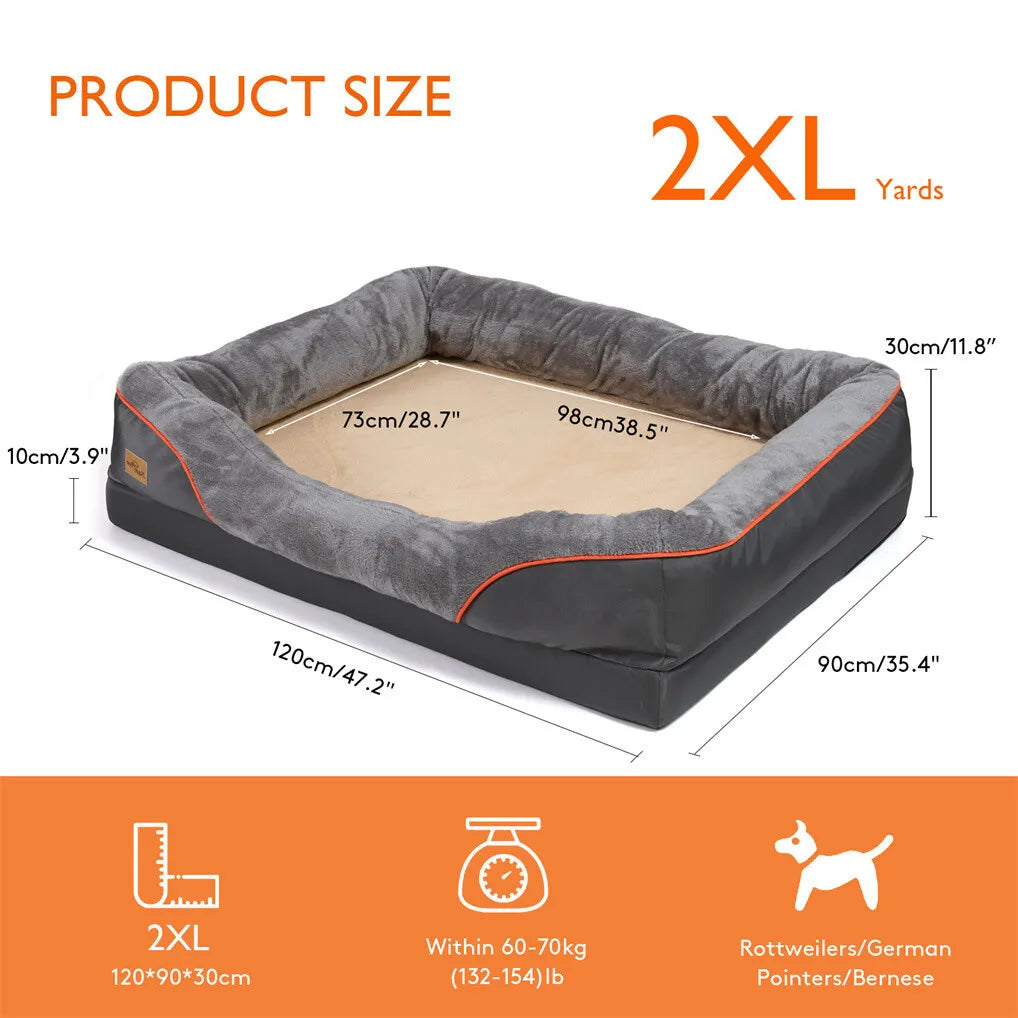 BORWART CN Orthopedic Memory Foam Dog Bed Waterproof Removable Cover