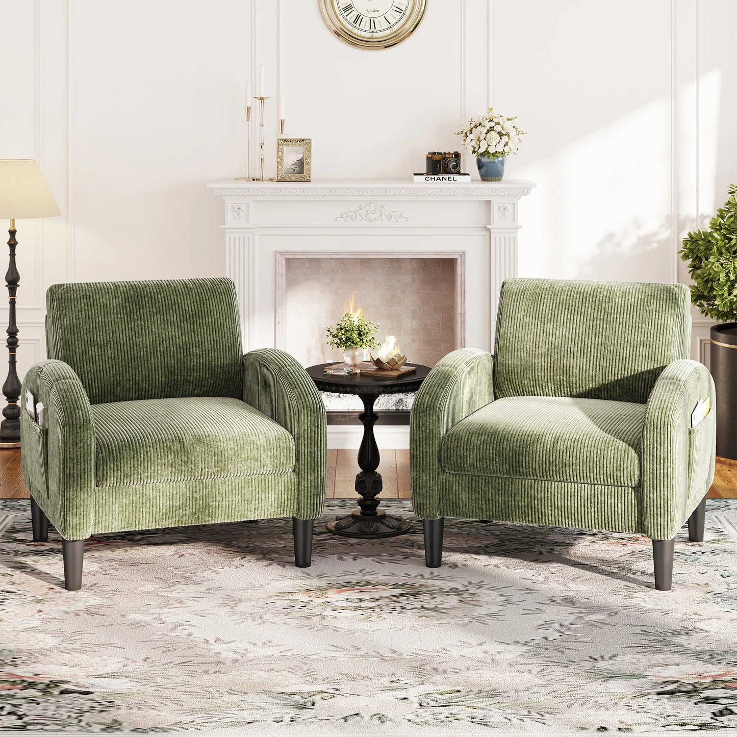 EnHomee Mid Century Modern Fabric Armchair With Side Pockets