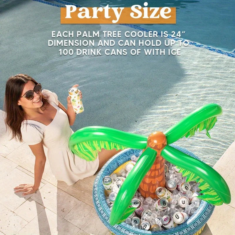28'' Inflatable Palm Tree Cooler Luau Hawaiian Tropical Beach Themed  Blow Up Palm Trees Cooler Outdoor Party Supplies