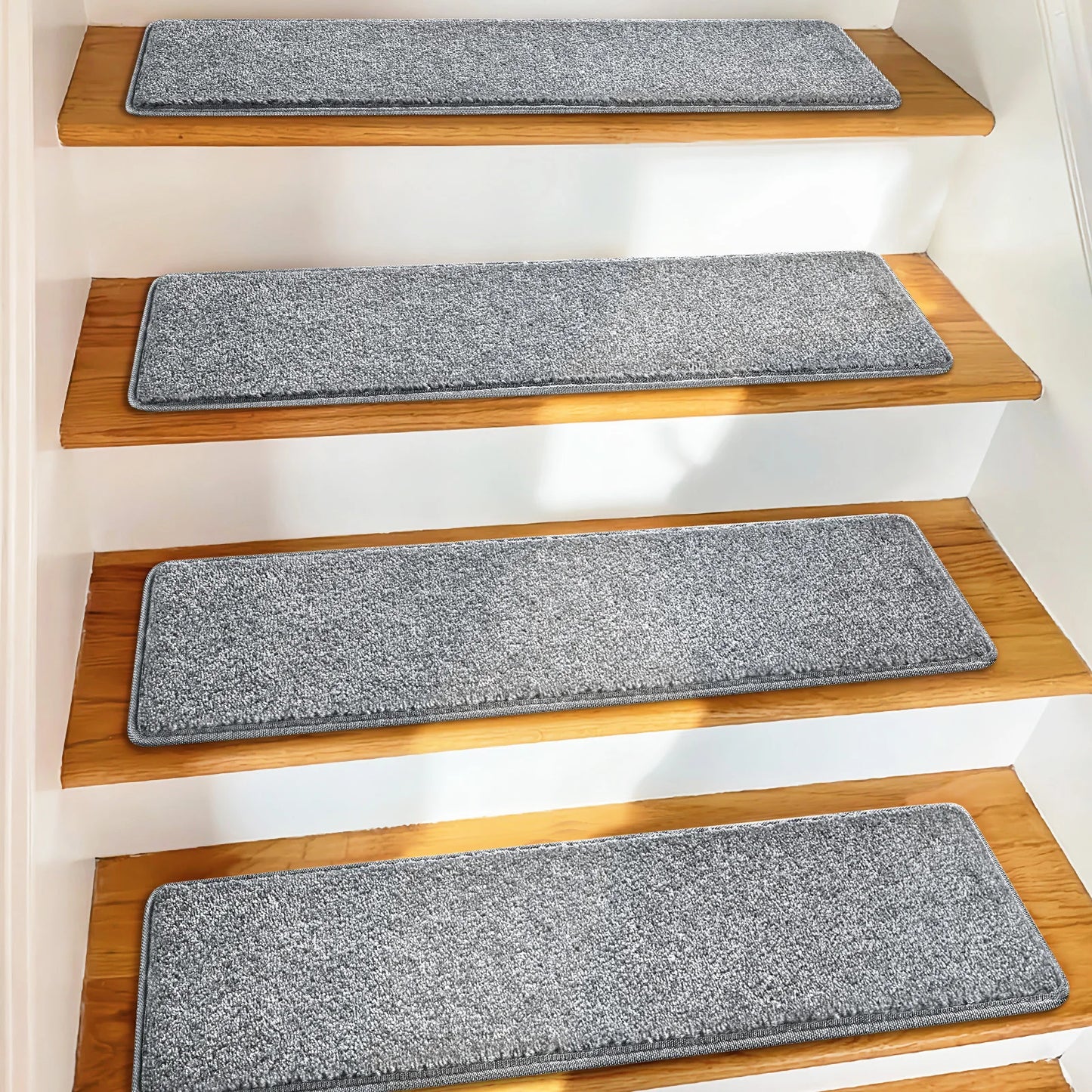 Luxury Carpet Stair Treads – Tape Free Non-Slip Indoor Stair Protectors, Pet-Friendly, Skid Resistant, Washable & Reusable