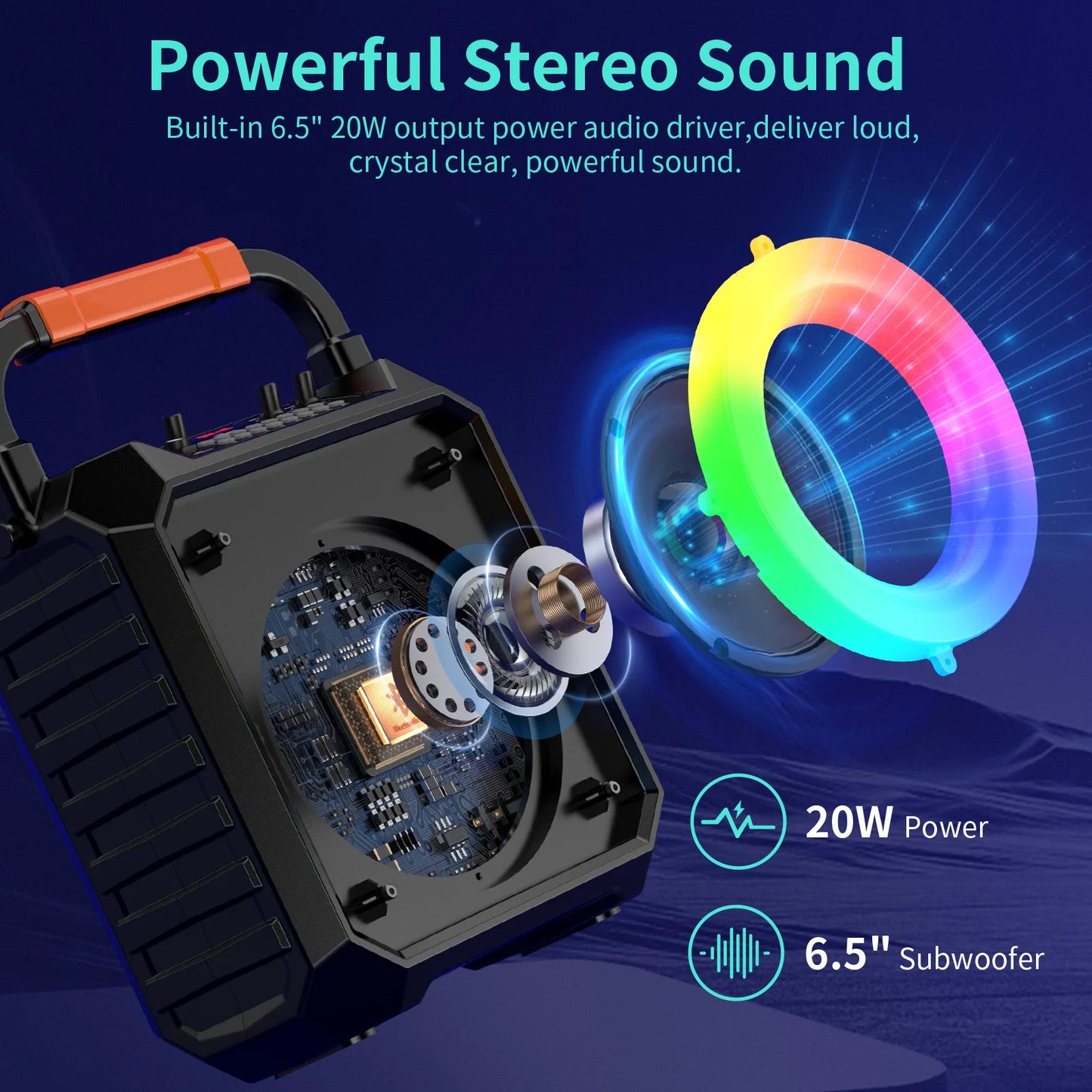 FanFun Wireless Bluetooth Karaoke Speaker With Dual Microphones