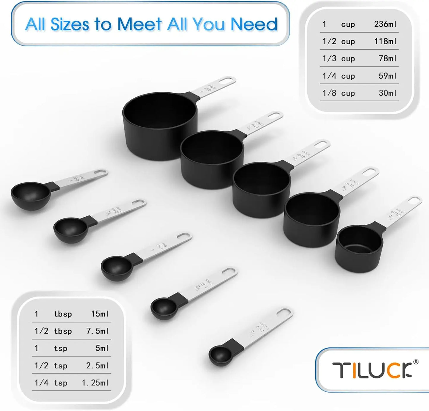 Stainless Steel Measuring Cups And Spoons Nesting Set With Handles