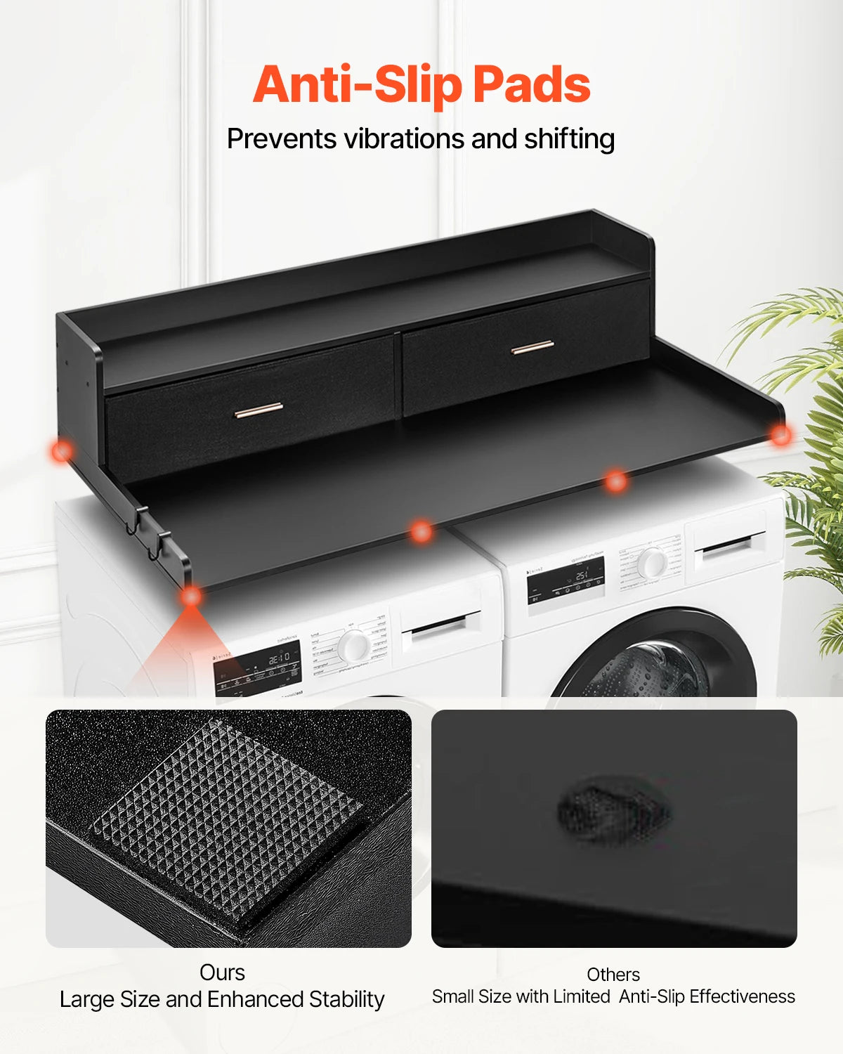 SucceBuy Washer Dryer Countertop With Storage Shelf