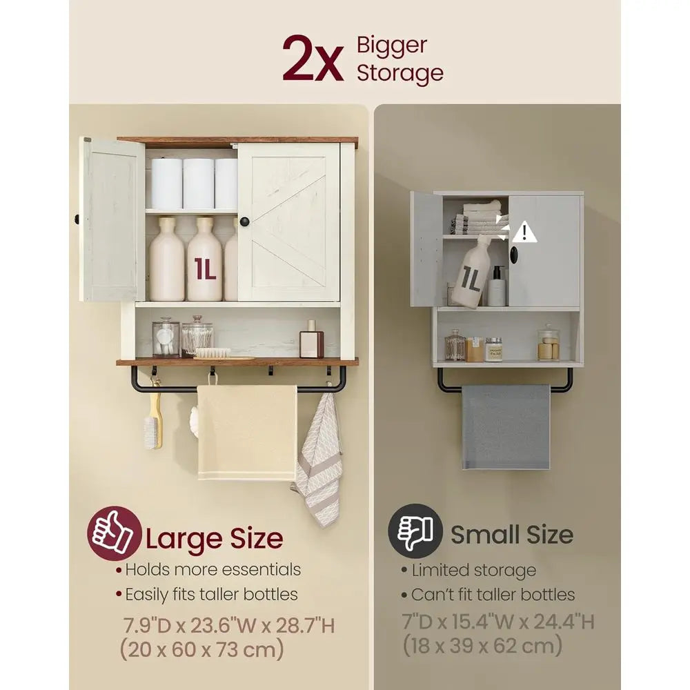 Bathroom Wall Cabinet With Barn Doors And Adjustable Shelves