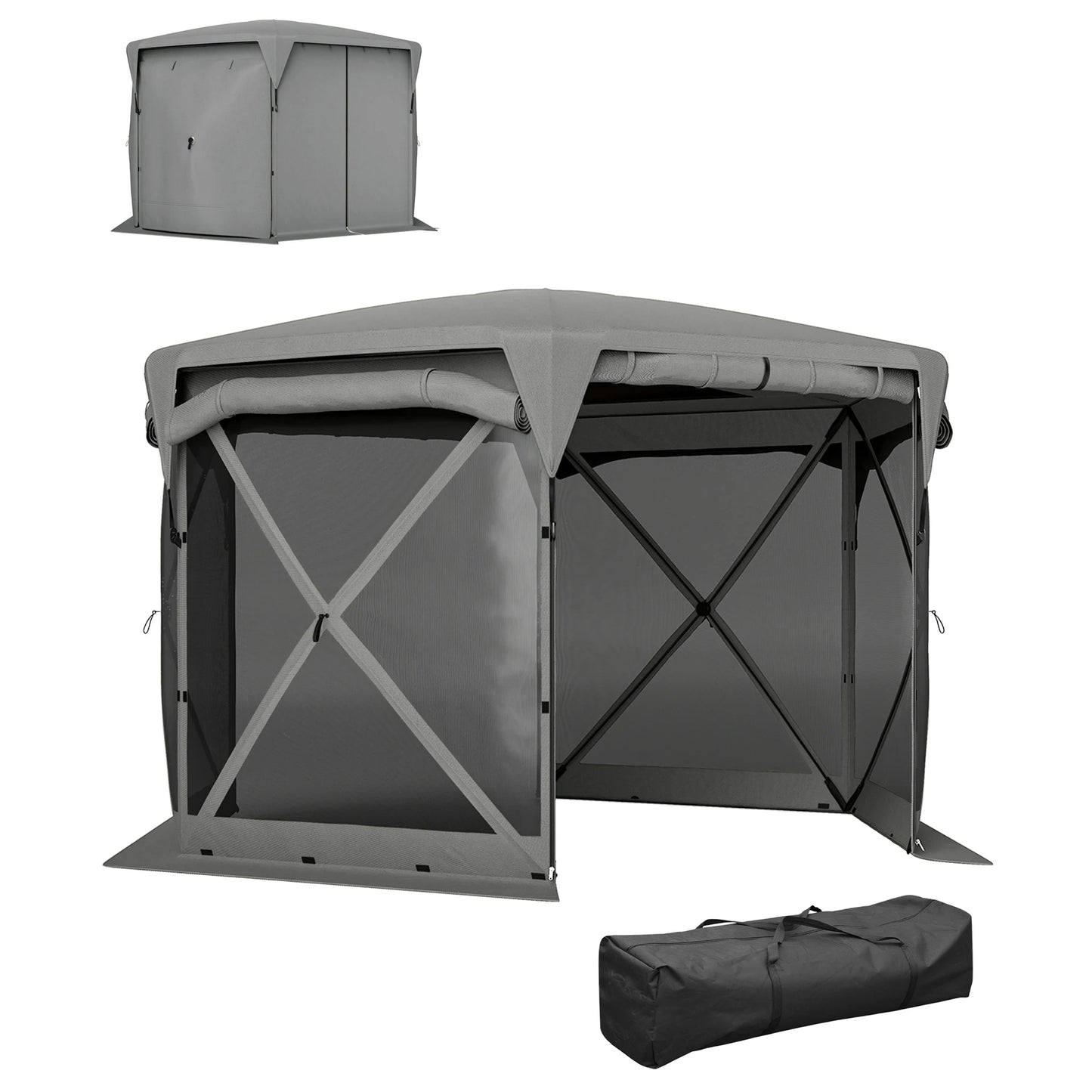 Outdoor Pop Up Gazebo Screen Tent With Removable Roof Panel