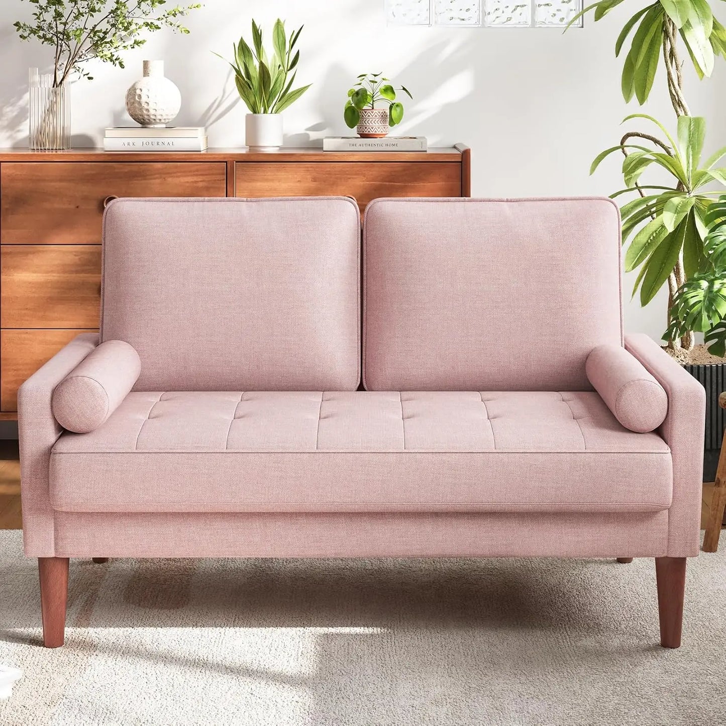 Vesgantti Mid Century Modern Loveseat Sofa With Solid Wood Legs