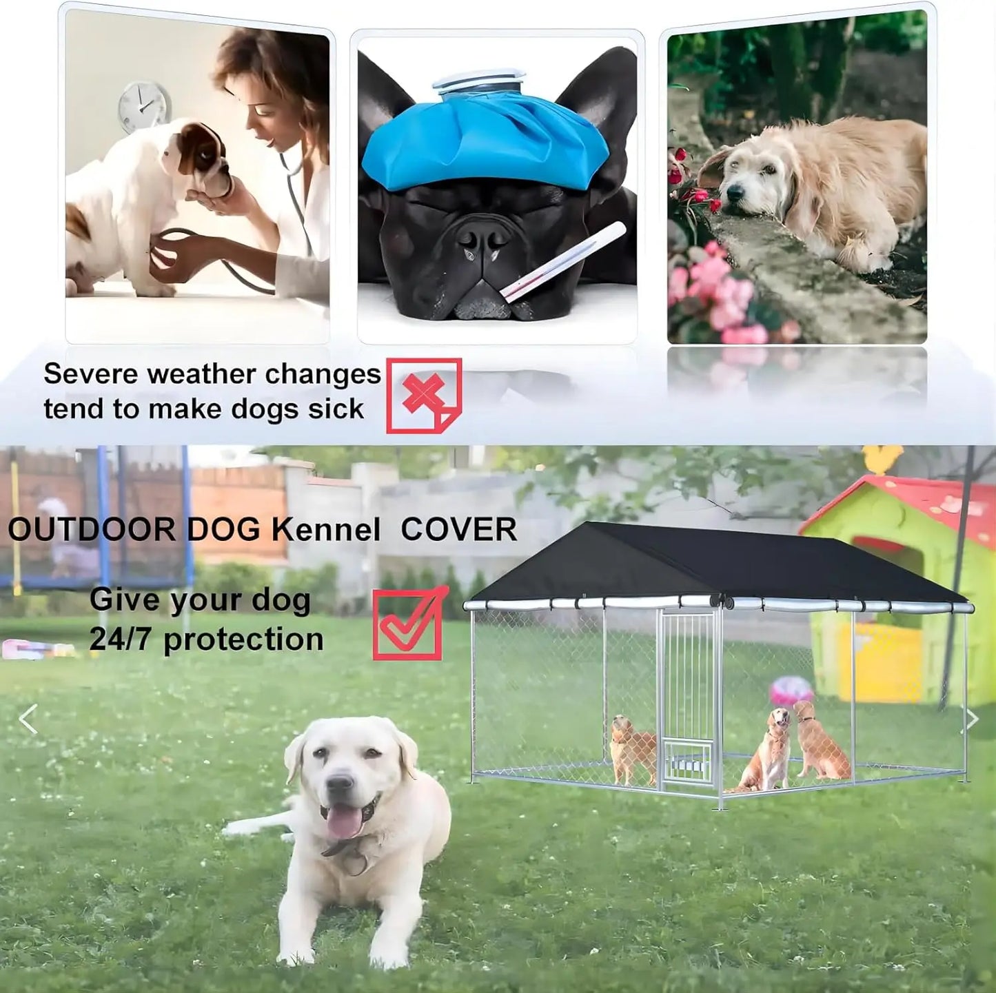 Waterproof Outdoor Dog Kennel Cover Heavy Duty 600D Oxford Fabric