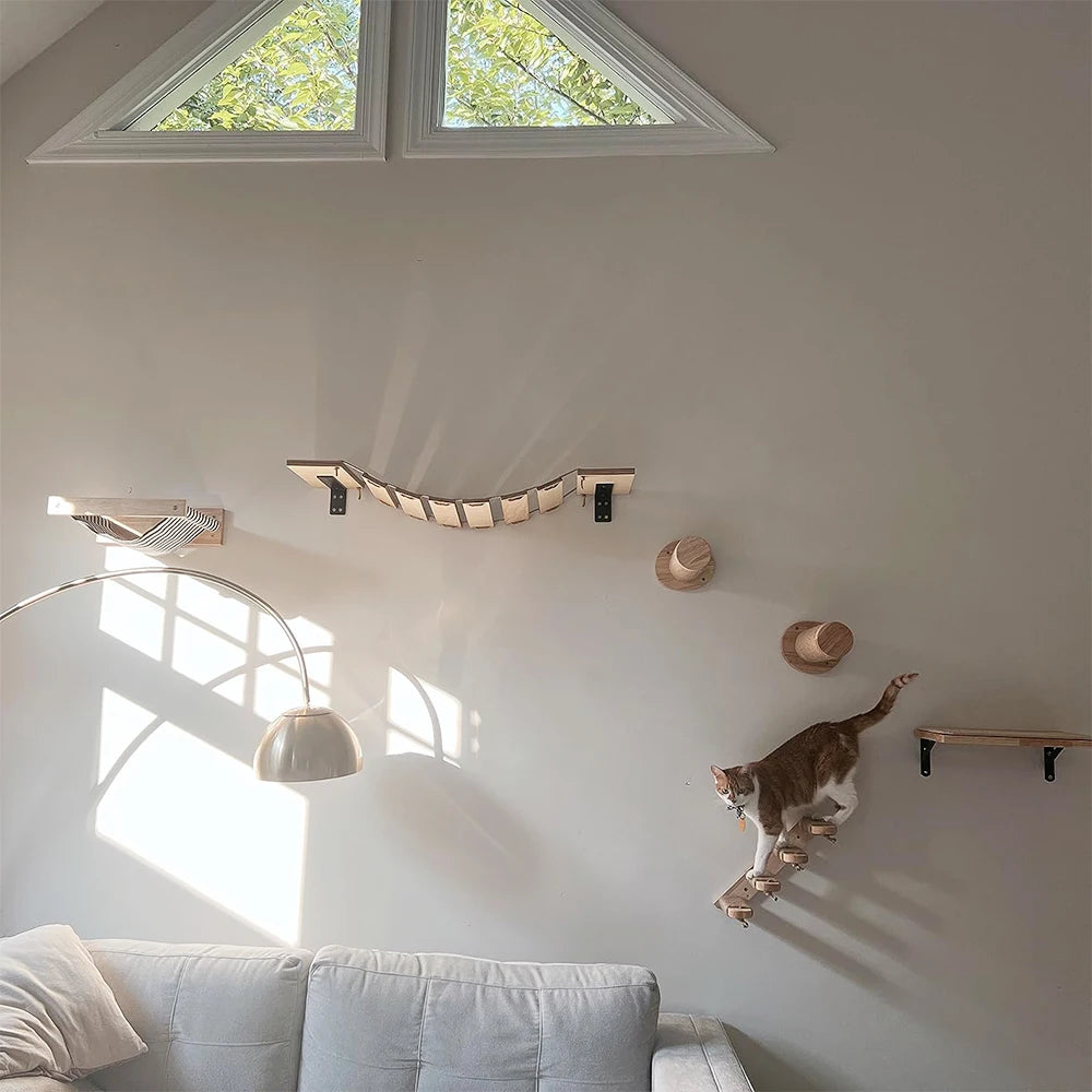 PETRAVEL Cat Wall Mounted Climbing Shelf Four Step Stairway