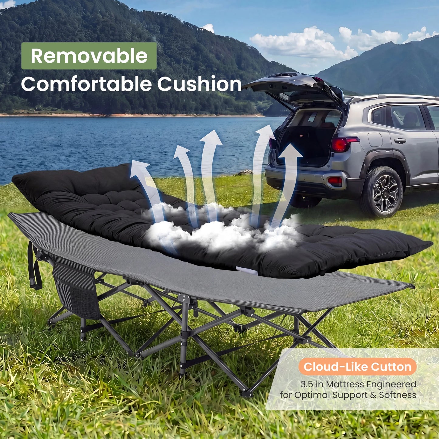 JHK Outdoor Folding Camping Lounge Chair With Portable Comfort