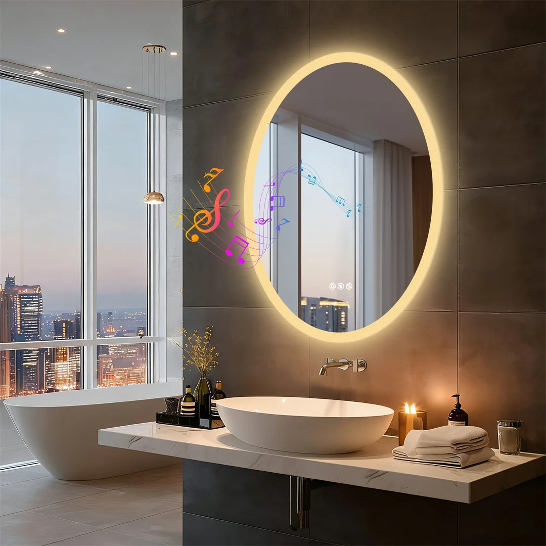 LUVODI Bluetooth LED Bathroom Mirror With Fogless Smart Memory Dimming