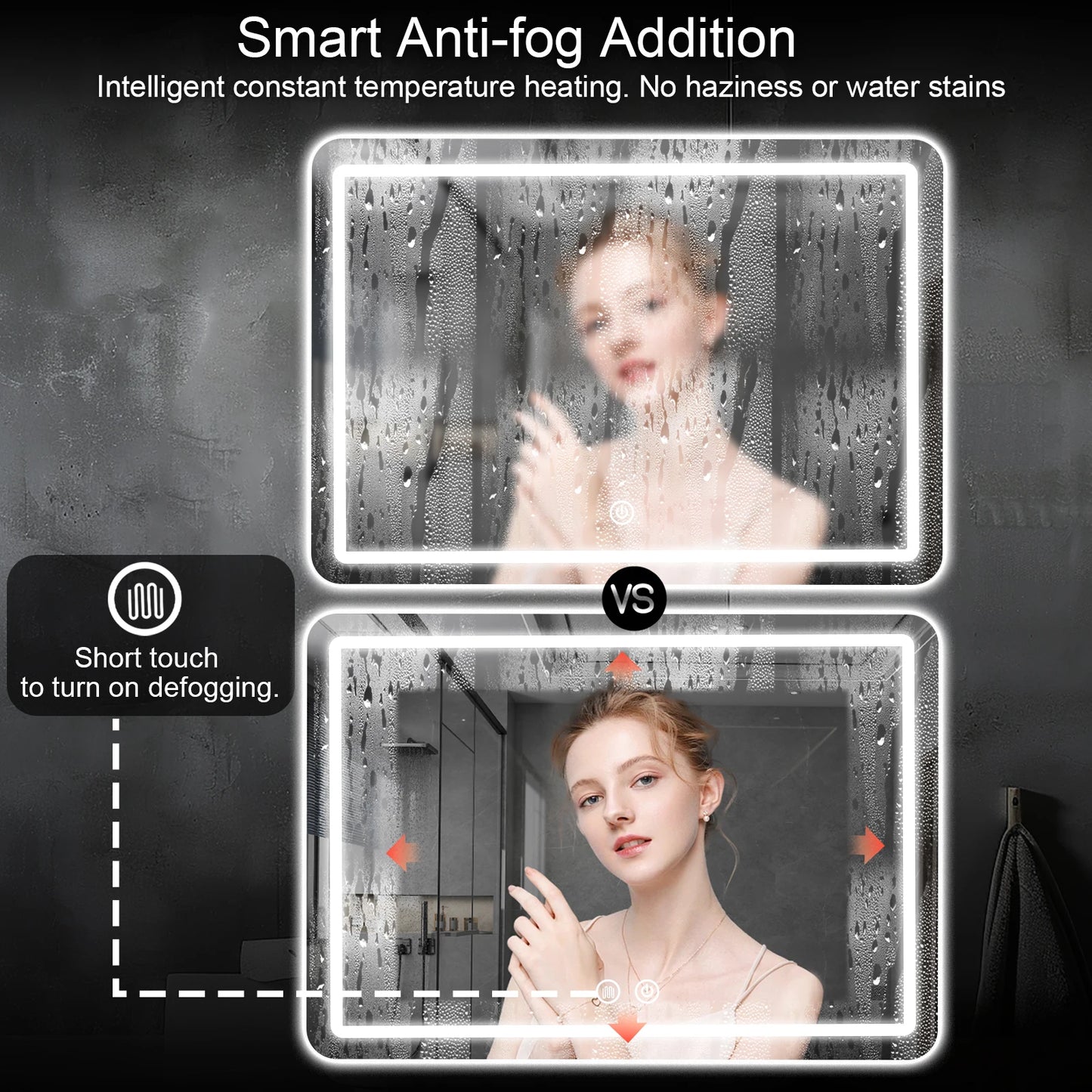 Mygiivovo Led Fogless Wall Mounted Bathroom Mirror With Backlit Demister