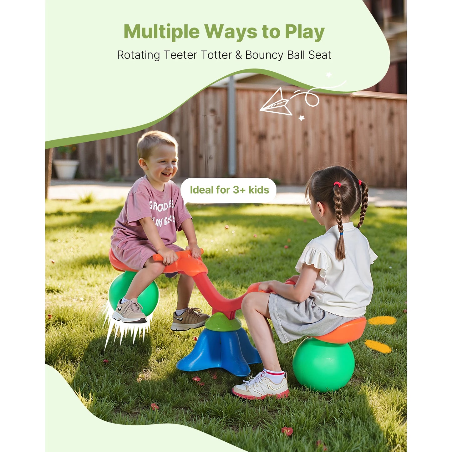 Kids Seesaw Sit And Spin Teeter Totter 360 Degree Playground