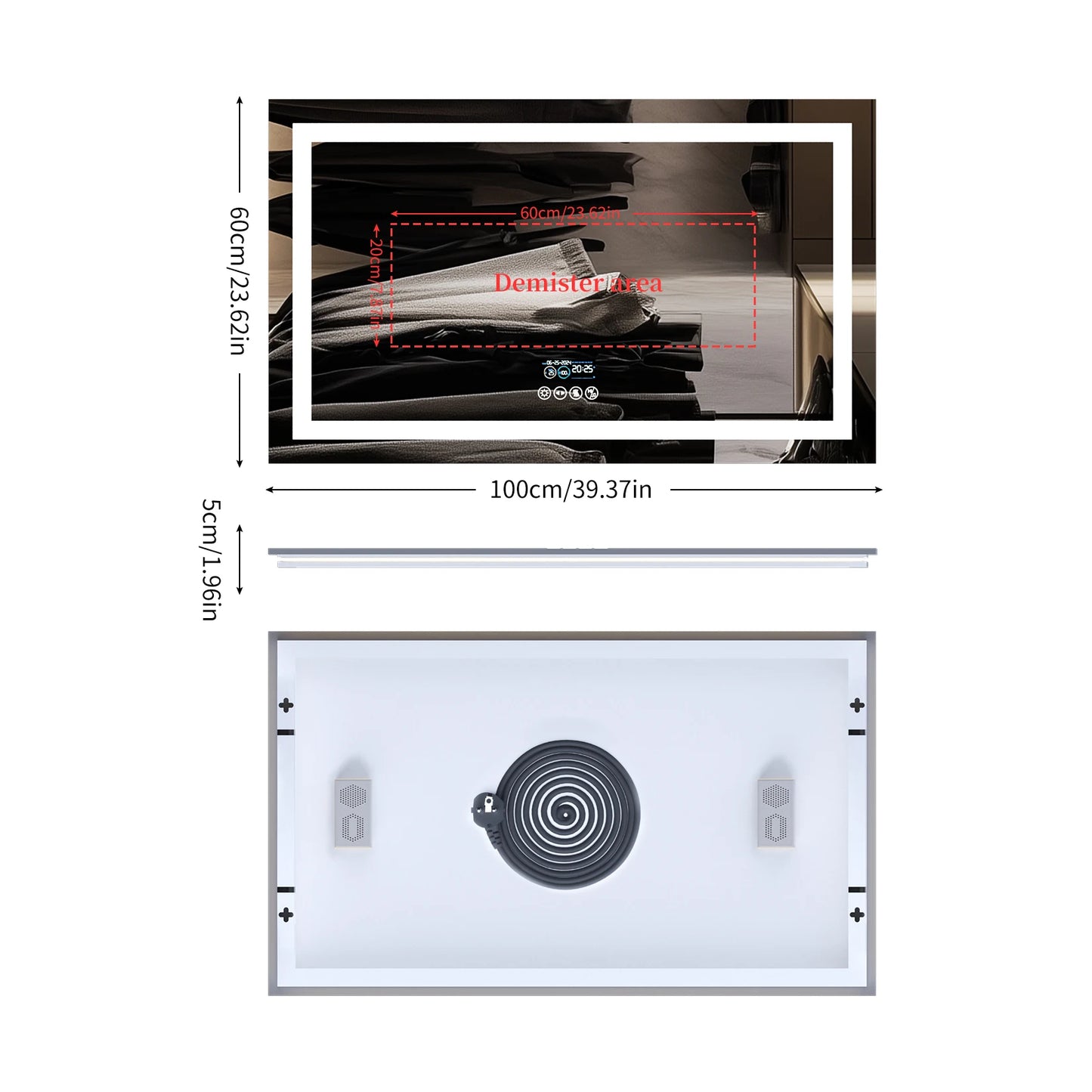 Luvodi Bluetooth Illuminated Bathroom Mirror With Digital Clock And Defog