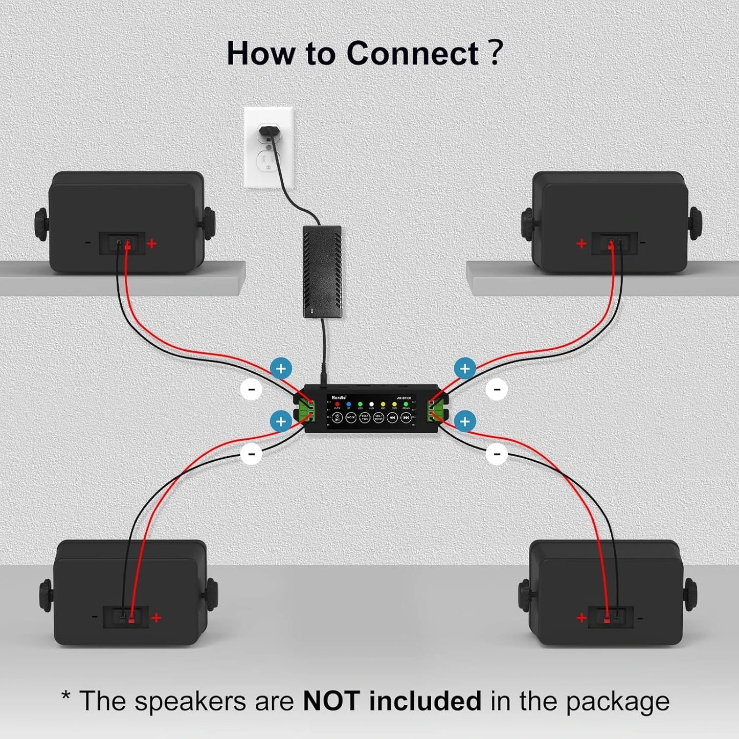 Herdio 4 Channel Bluetooth Amplifier 200W Power Output With USB