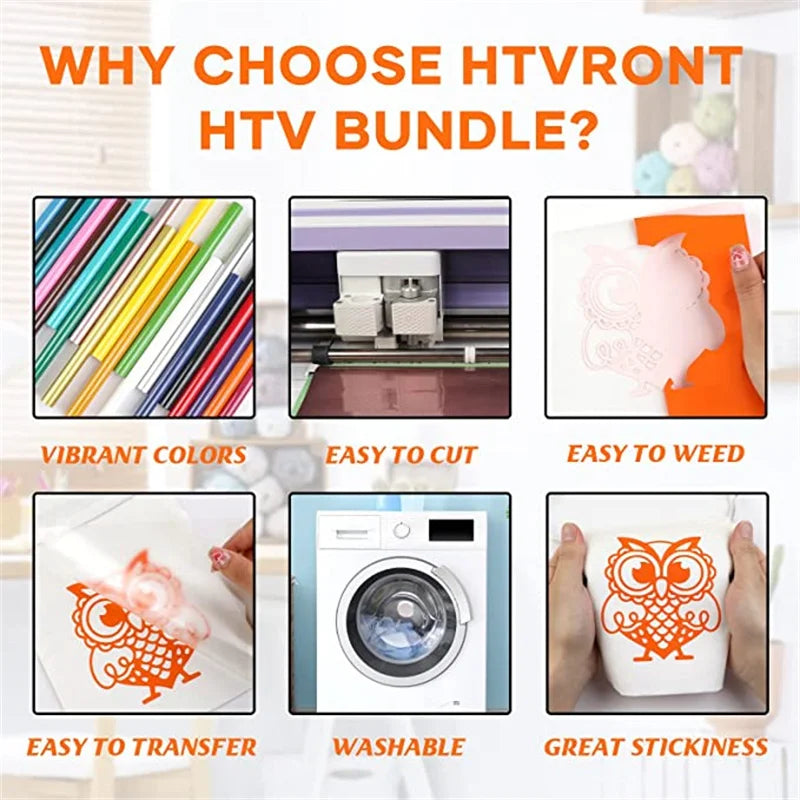 HTVRONT HTV Heat Transfer Vinyl Bundle For Tees And DIY