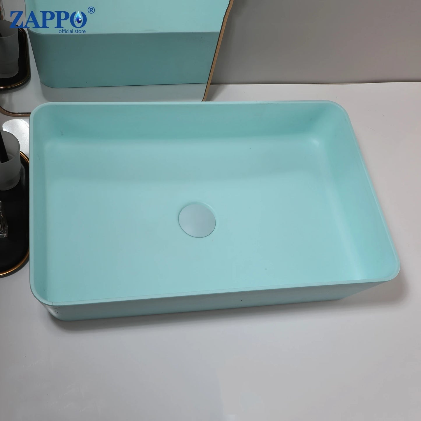 Mekkhal Stone Resin Above Counter Vessel Sink With Drain
