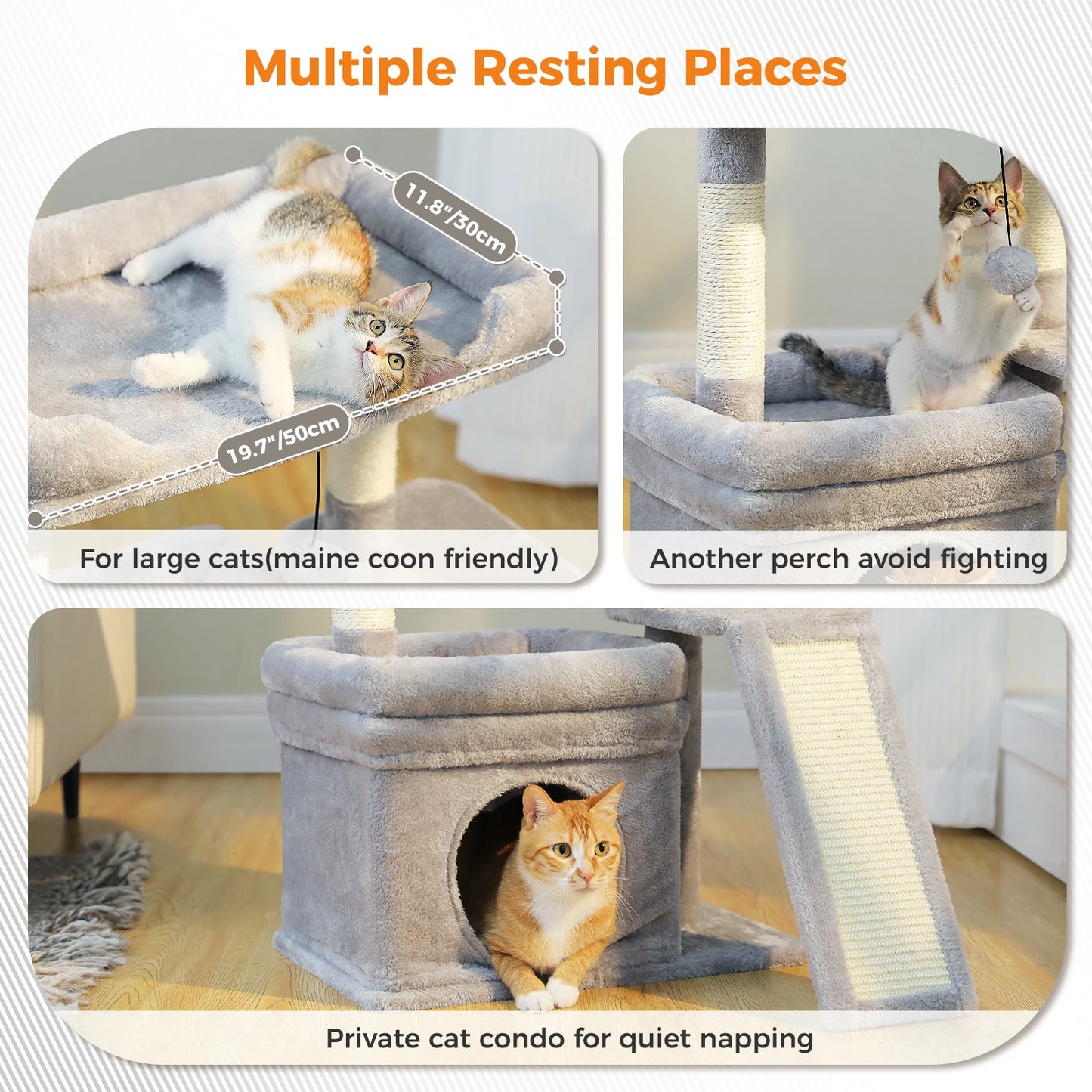 PAWZ Road Indoor Cat Tree Condo With Sisal Scratching Posts