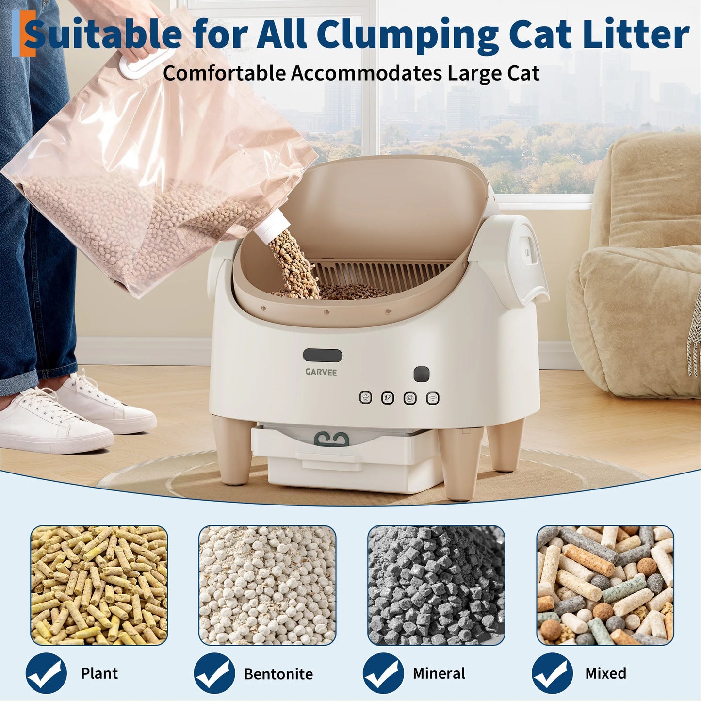 HiMISS Self Cleaning Smart Litter Box App Controlled Odor Free Cat Toilet