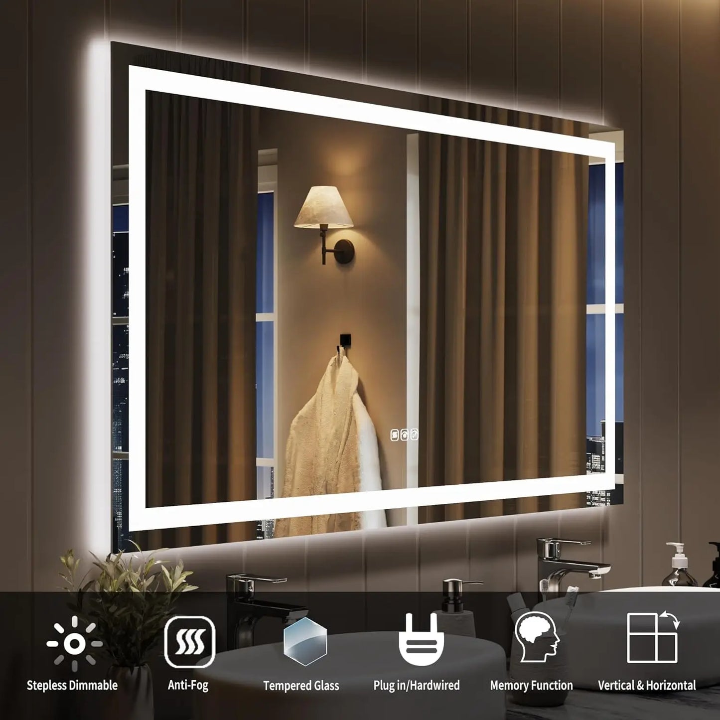 TWISTER.CK LED Bathroom Mirror With Memory Front And Back Lighting