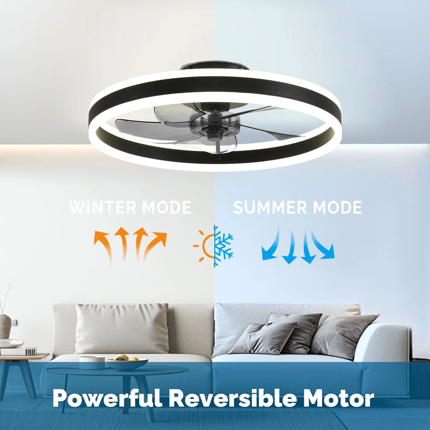 Orison Ceiling Fan With Remote Control Low Profile LED Dimmable