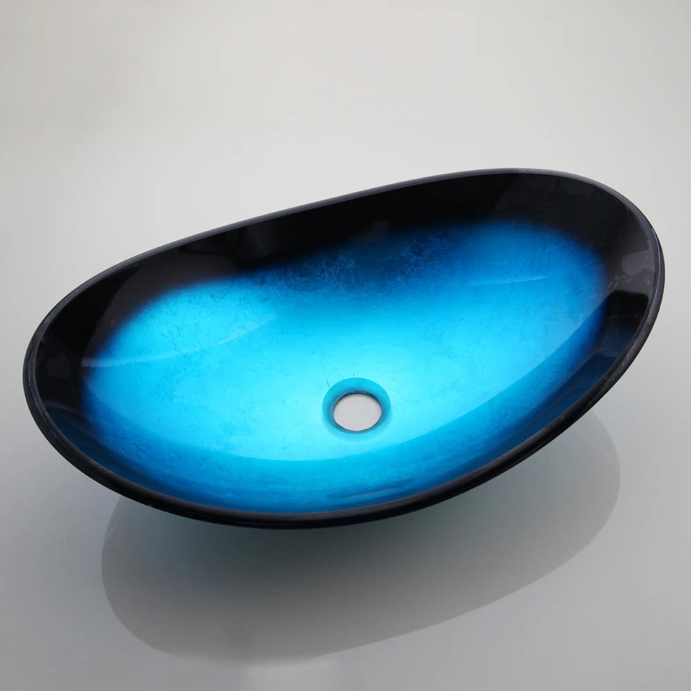 Mekkala Tempered Glass Vessel Bathroom Sink With Countertop Basin