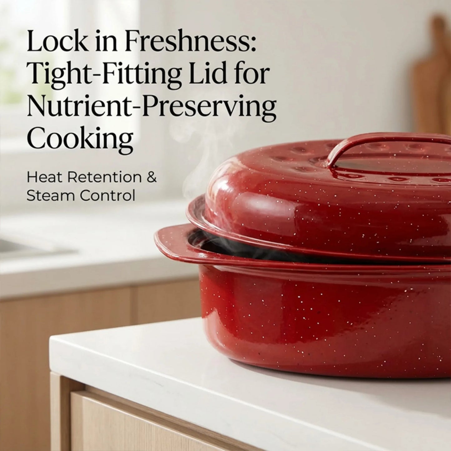 Enameled Oval Roaster With Lid, 7lb Poultry Capacity, Dishwasher Safe