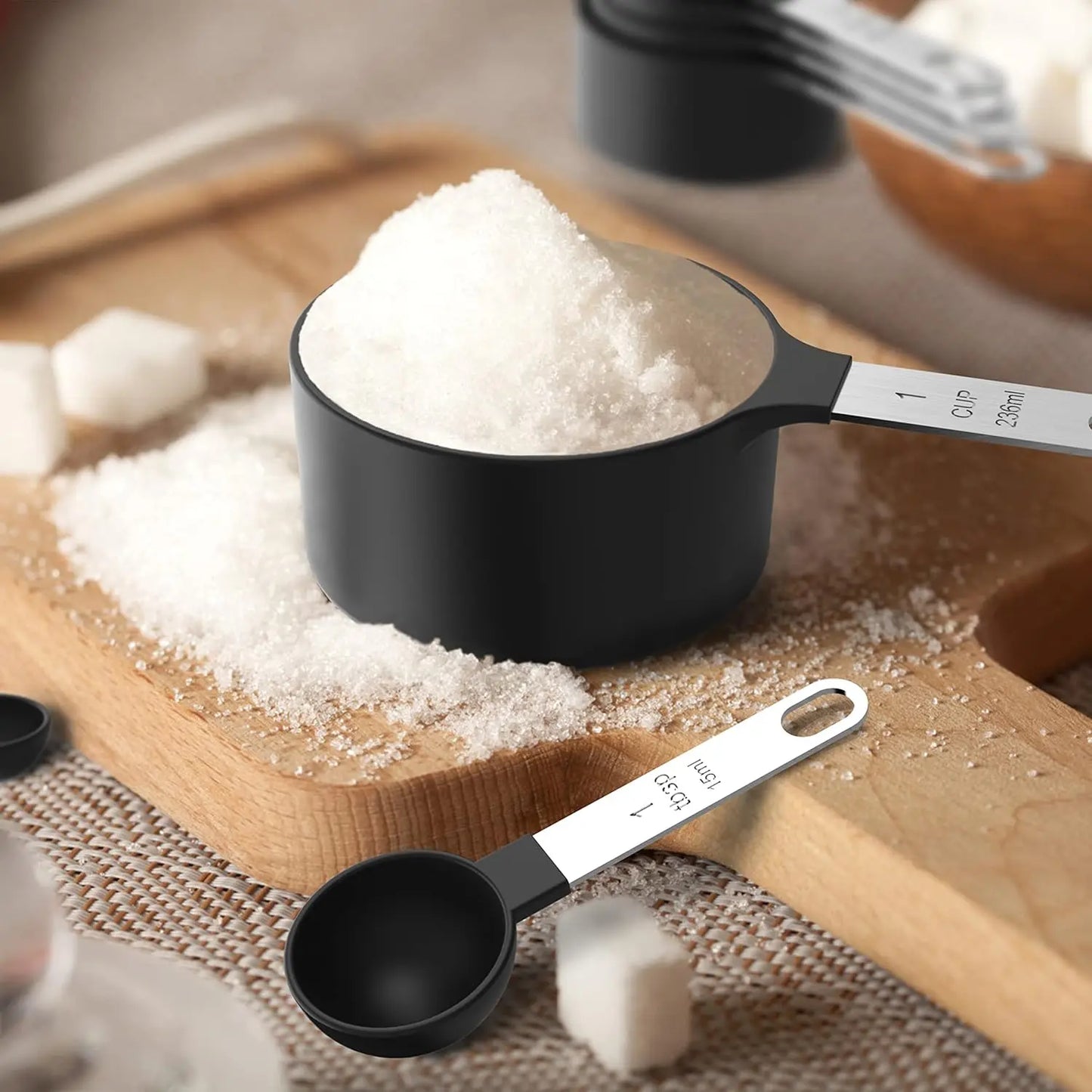 Stainless Steel Measuring Cups And Spoons Nesting Set With Handles