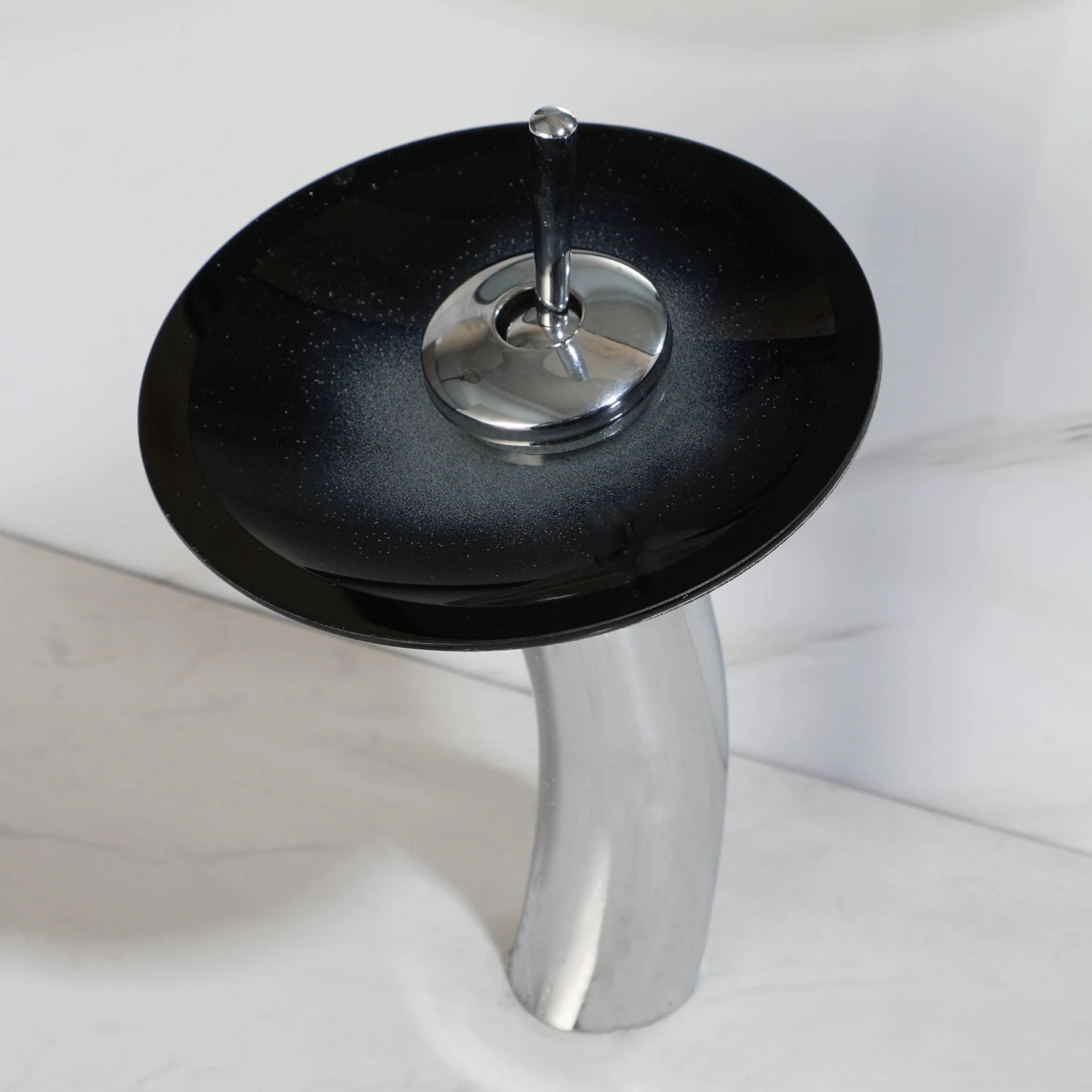 Sinlaku Glass Vessel Sink With Faucet And Drain For Bathroom