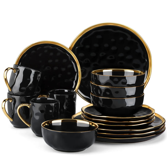 Malacasa Elegant Ceramic Dinnerware Set With Bowls And Plates